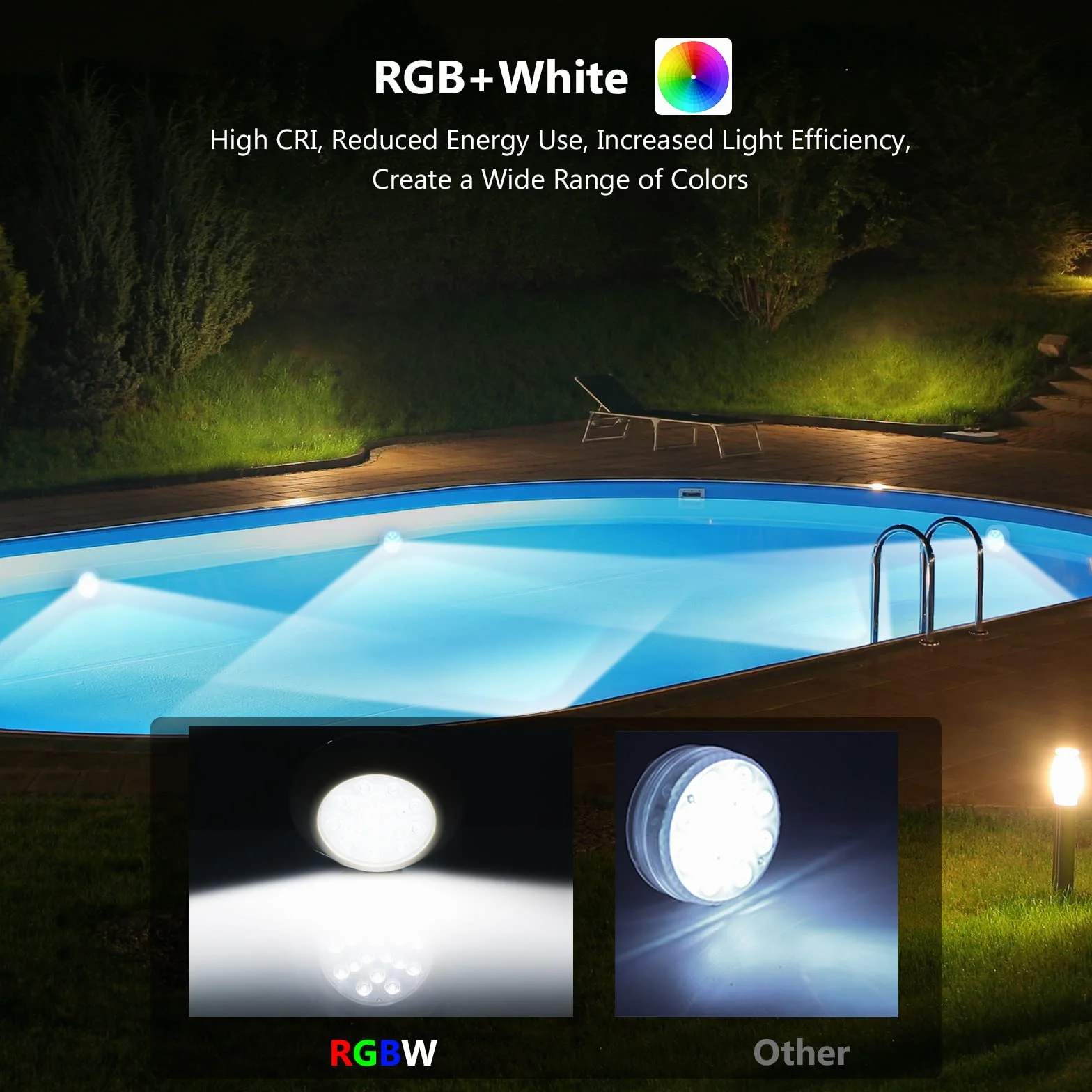 LyLmLe Faretto LED Ricaricabile per Piscina Fuori Terra, 15cm Sommergibili Luci Piscina RGBW IP68 Impermeabili con Telecomando, Fino a 40 Ore,Magnetiche Luce LED Deco per Intex Acciaio Piscine 2Pack