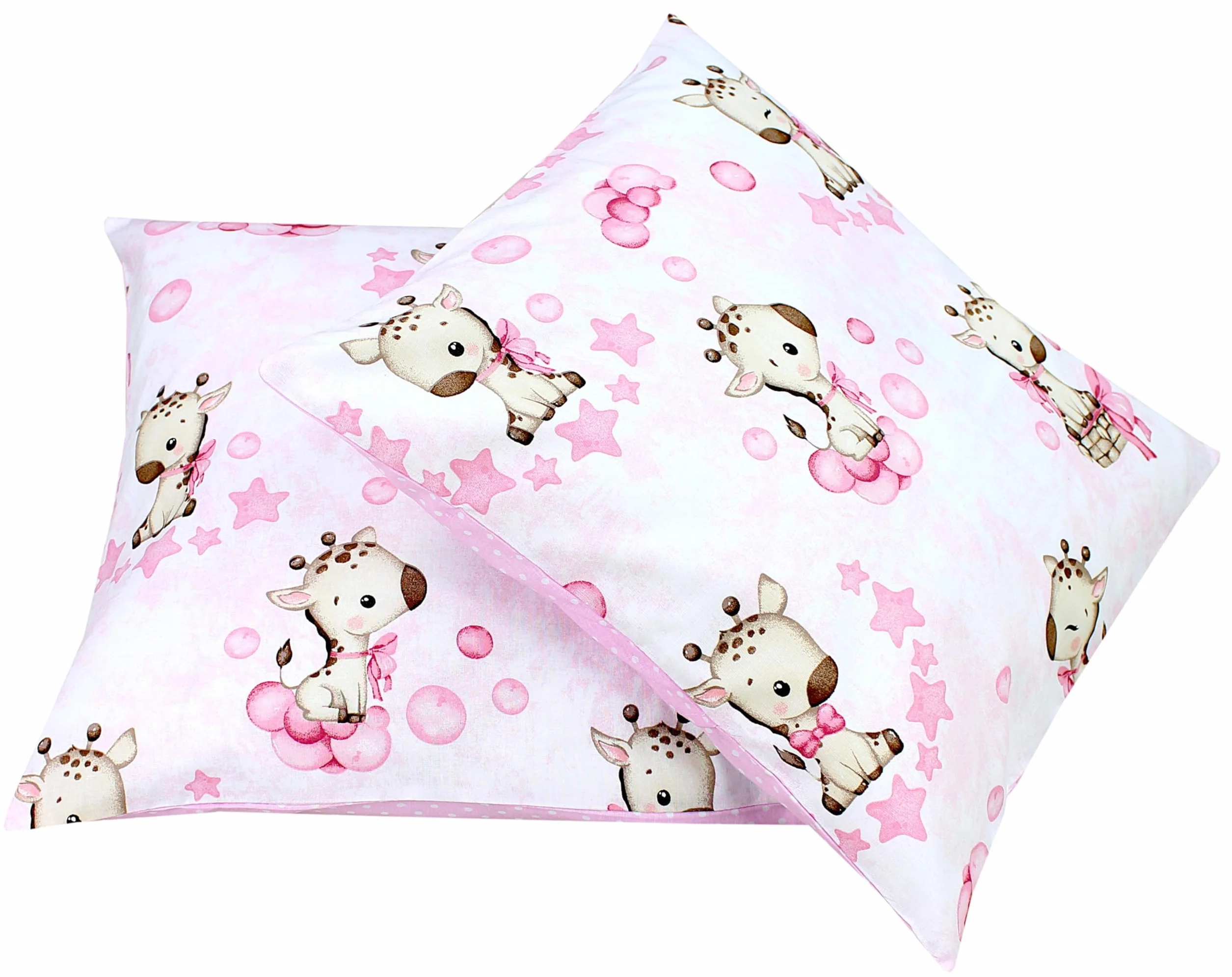 TupTam Federa per Cuscino per Bambini Set di 2 80x80 cm Giraffa puntini rosa