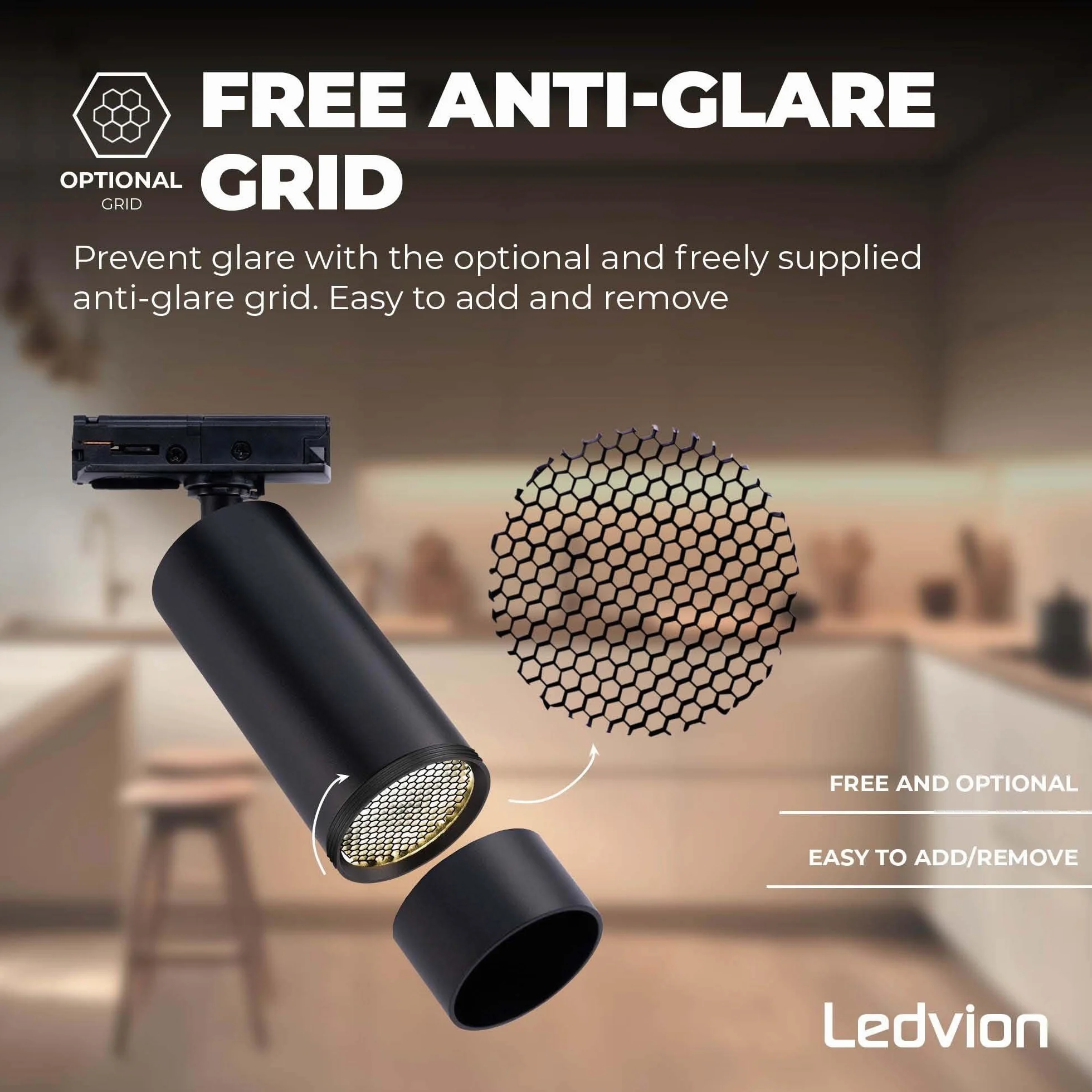 Ledvion Sistema di Binario 1m Monofase Nero 2 faretti senza lampadina GU10 | Per soggiorno cucina e sala da pranzo con luce orientabile