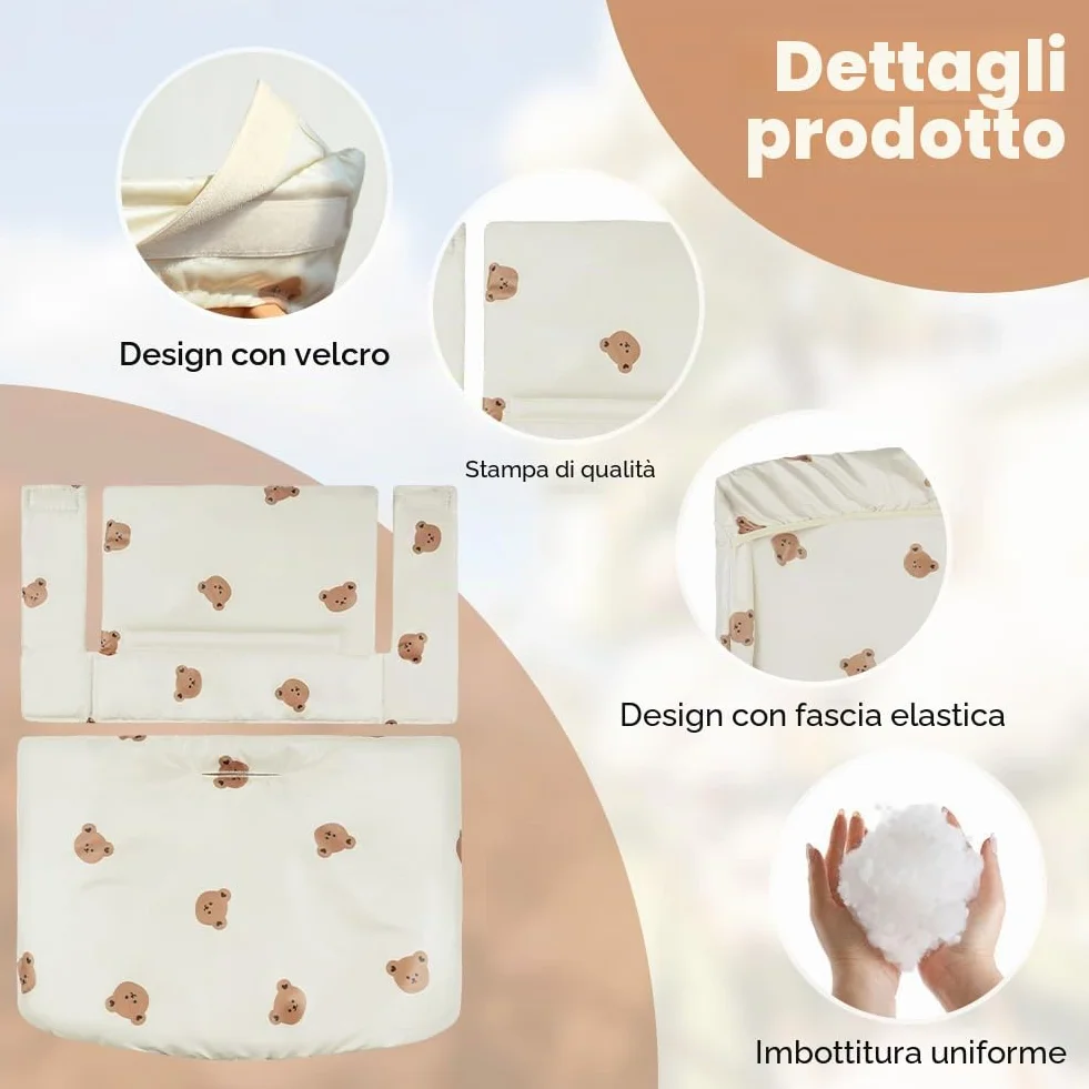Vicloon Cuscini per Seggiolone Stokke 2 Pezzi Antiscivolo Impermeabile Cotone Beige