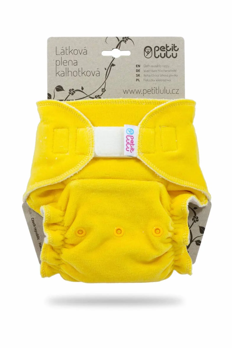 Petit Lulu Pannolino di Stoffa MAXI-NIGHT Noce di Velluto e Bambù Hook & Loop Giallo
