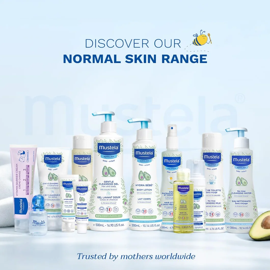 Mustela Latte di Toilette al Perseose d'Avocado BIO 200ml Deterge Senza Risciacquo 98% Ingredienti di Origine Naturale