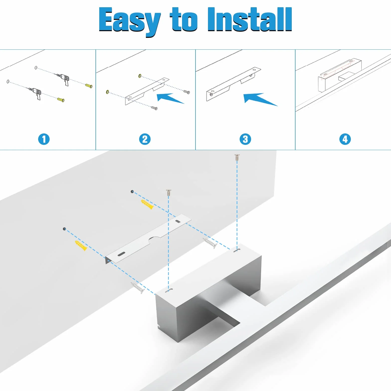 NIORSUN Lampada Specchio Bagno LED 15W 60cm, 1400 Lm, Dimmerazione Libera 3000K - 6000K, Lampada da Specchio Dimmerabile Con Telecomando, Acciaio Inossidabile, Luce Specchio Bagno Impermeabile IP44