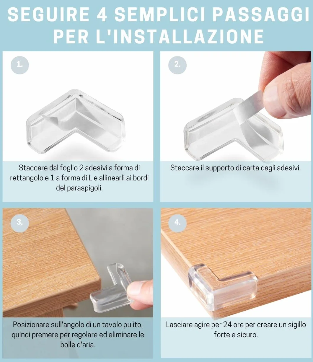 Haus Projekt Protezione adesiva per gli angoli mobili 8 pezzi trasparente resistente agli urti