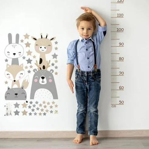Adesivi Murali Metri Da Parete Altezza Grafico Animali Bambini Rimovibile Misurare Cameretta DIY
