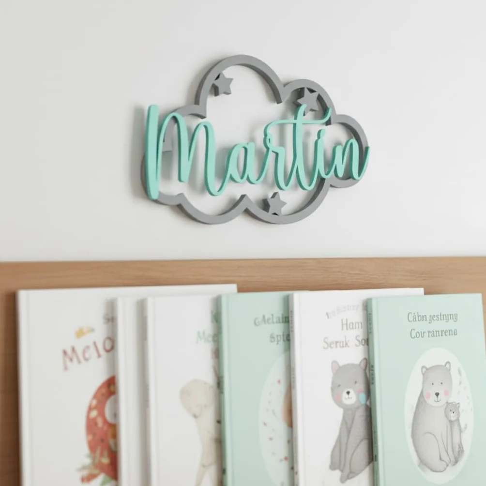 Nuvola decorativa personalizzata con nome, 15 colori, regalo per camera bambini