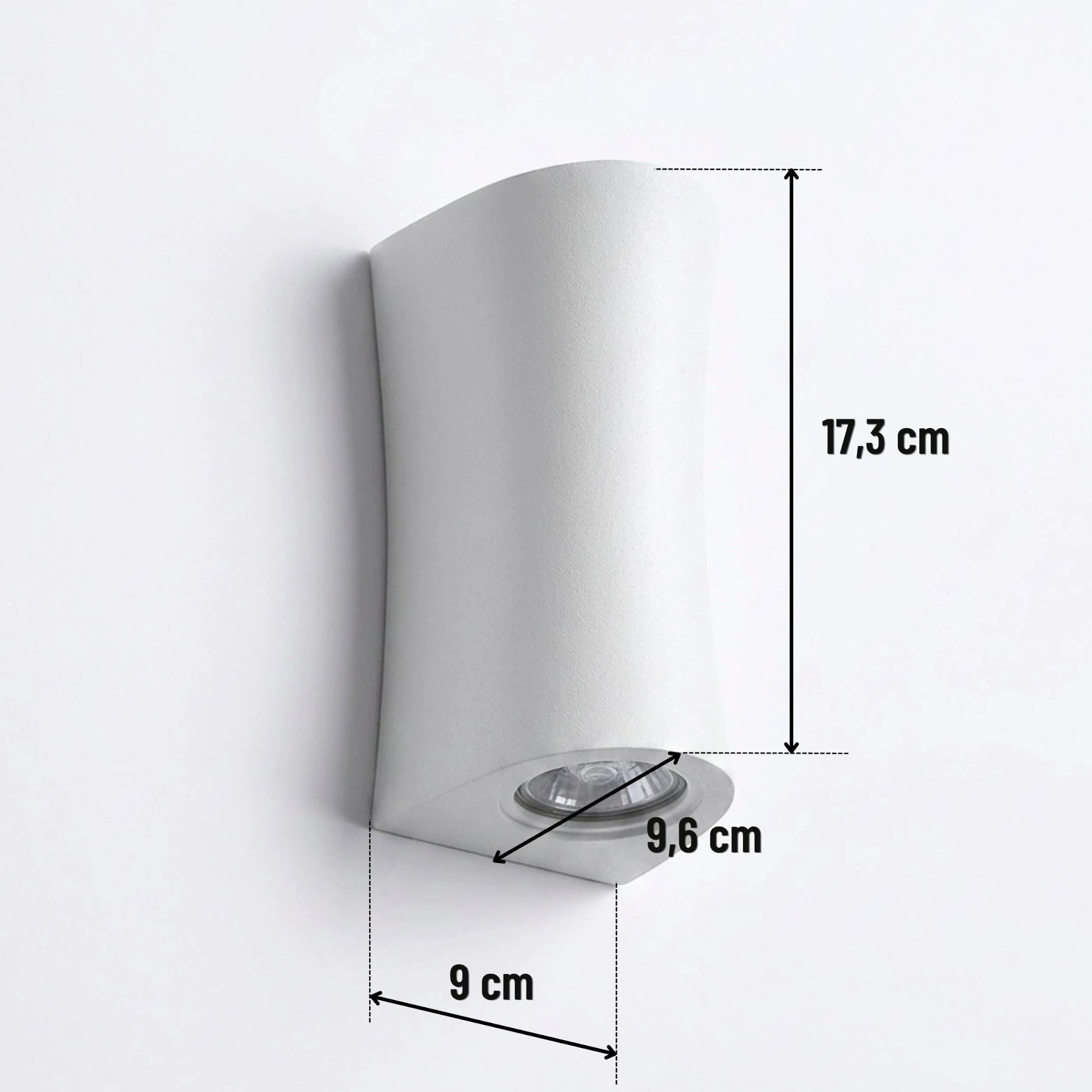 YASTA 4 Pezzi Applique da Parete per Interno Gesso Bianco Verniciabile | Effetto di luce diffusa sopra e sotto, Doppio attacco per faretto LED GU10 (NON INCLUSI), Design moderno, Lampada pitturabile