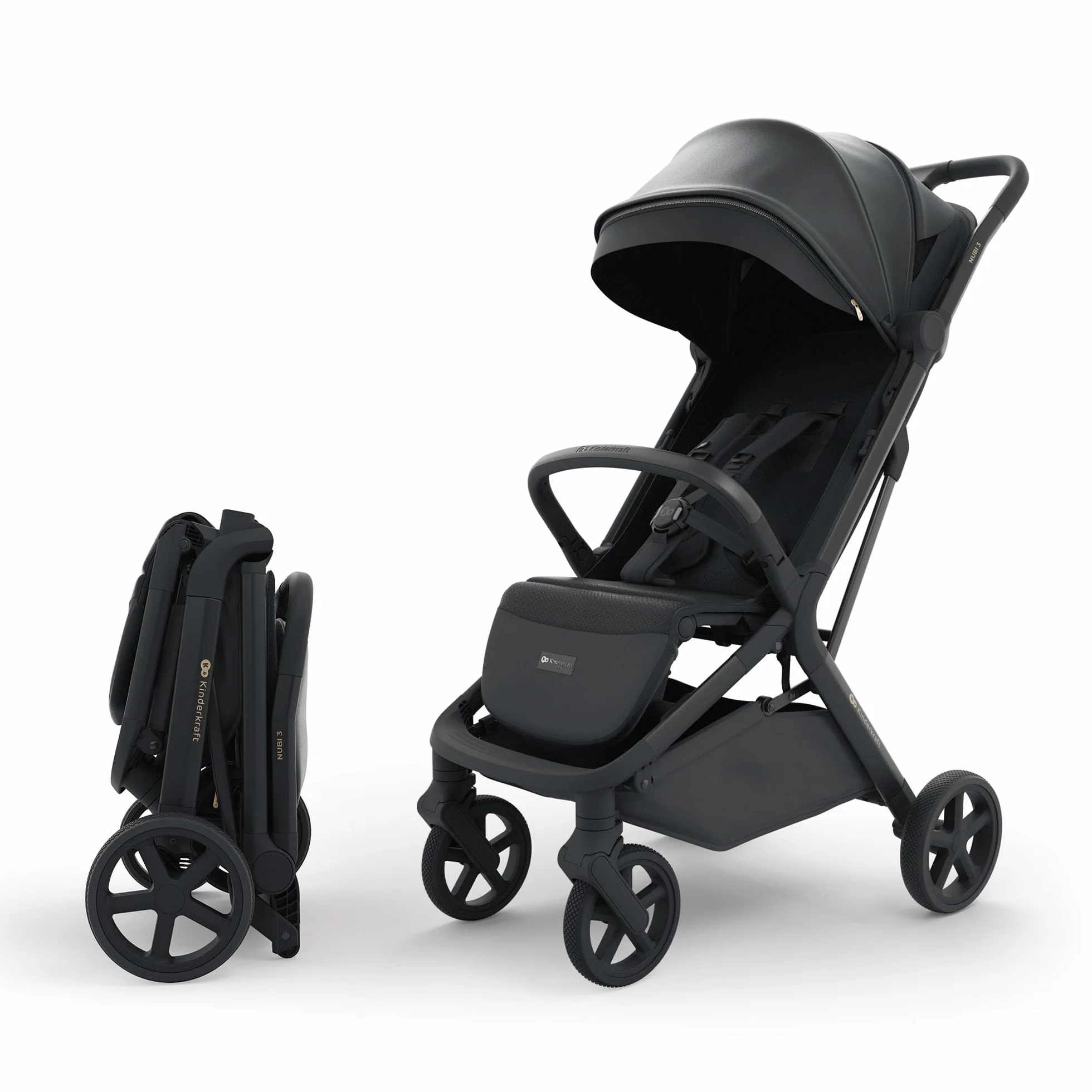 Kinderkraft NUBI 3 Passeggino Urbano 22 kg Buggy UPF50+ Leggero 8.7kg Nero