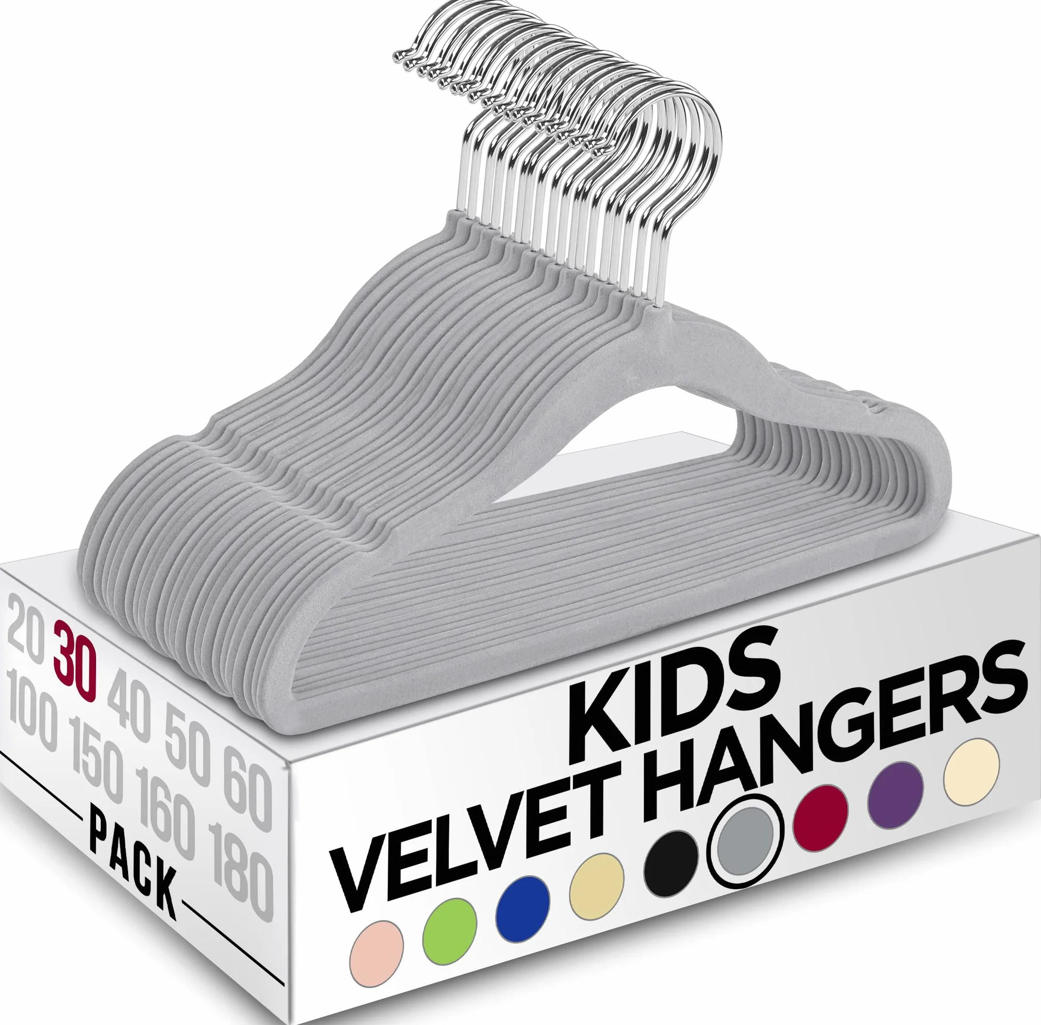 Utopia Home Grucce per bambini in velluto 28 cm Grigio Confezione da 30