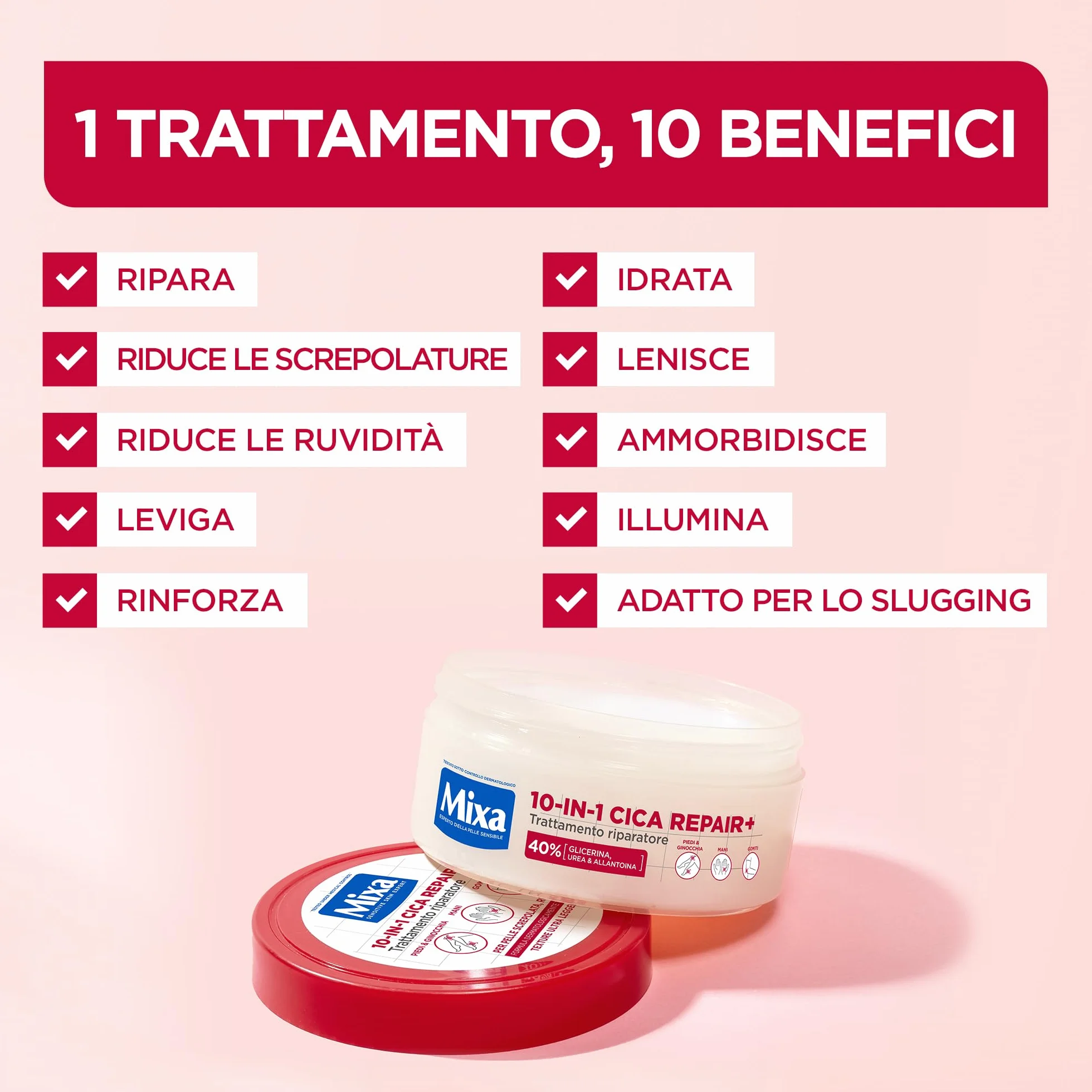 Mixa Trattamento Riparatore 10-in-1 Cica Repair+ 150 ml Idratazione Intensa Glicerina Urea Allantoina
