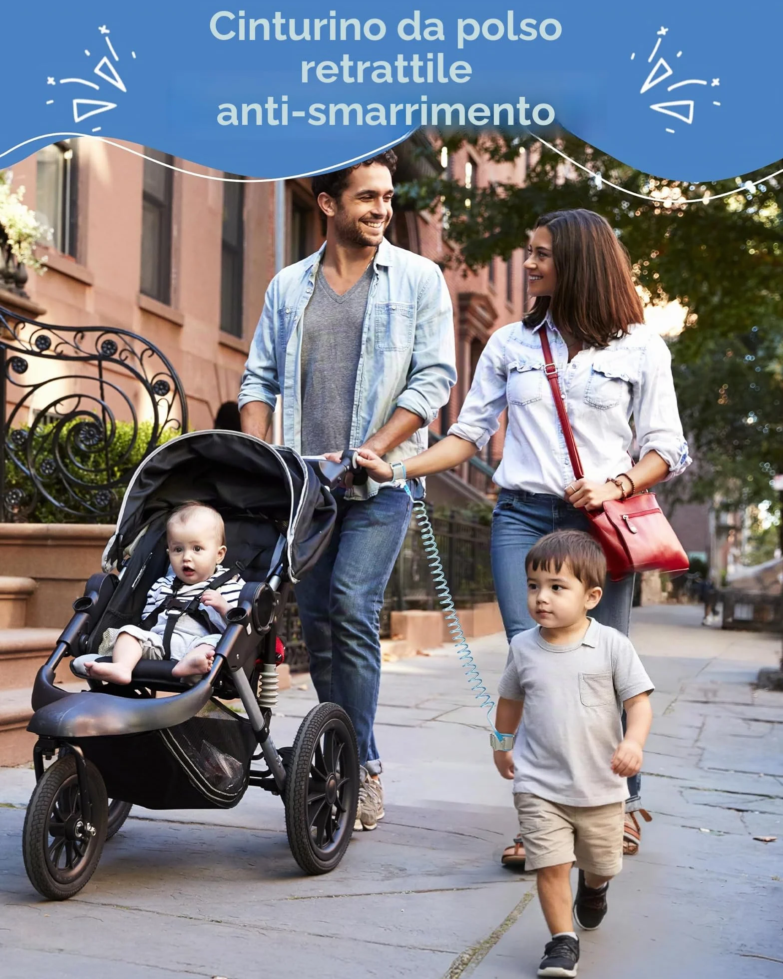 3 in 1 Regolabile Guinzaglio Zaino per Bambini con Guinzaglio Anti-smarrimento da Polso, Sicuro per 1-3 Anni, Blu