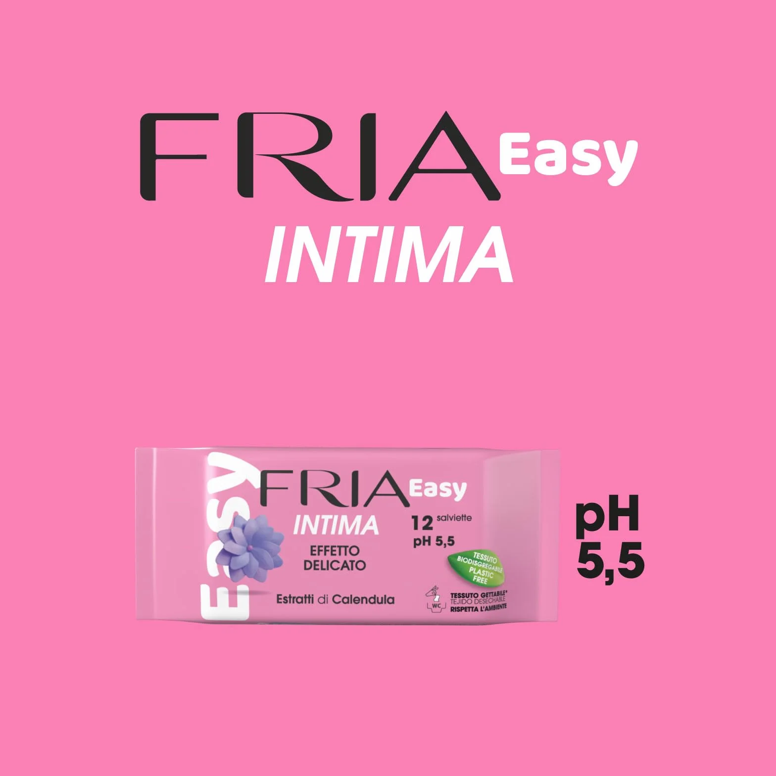 Fria Intima Salviette Biodegradabile, 12 sztuk, Modelli e Fragranze Assortite