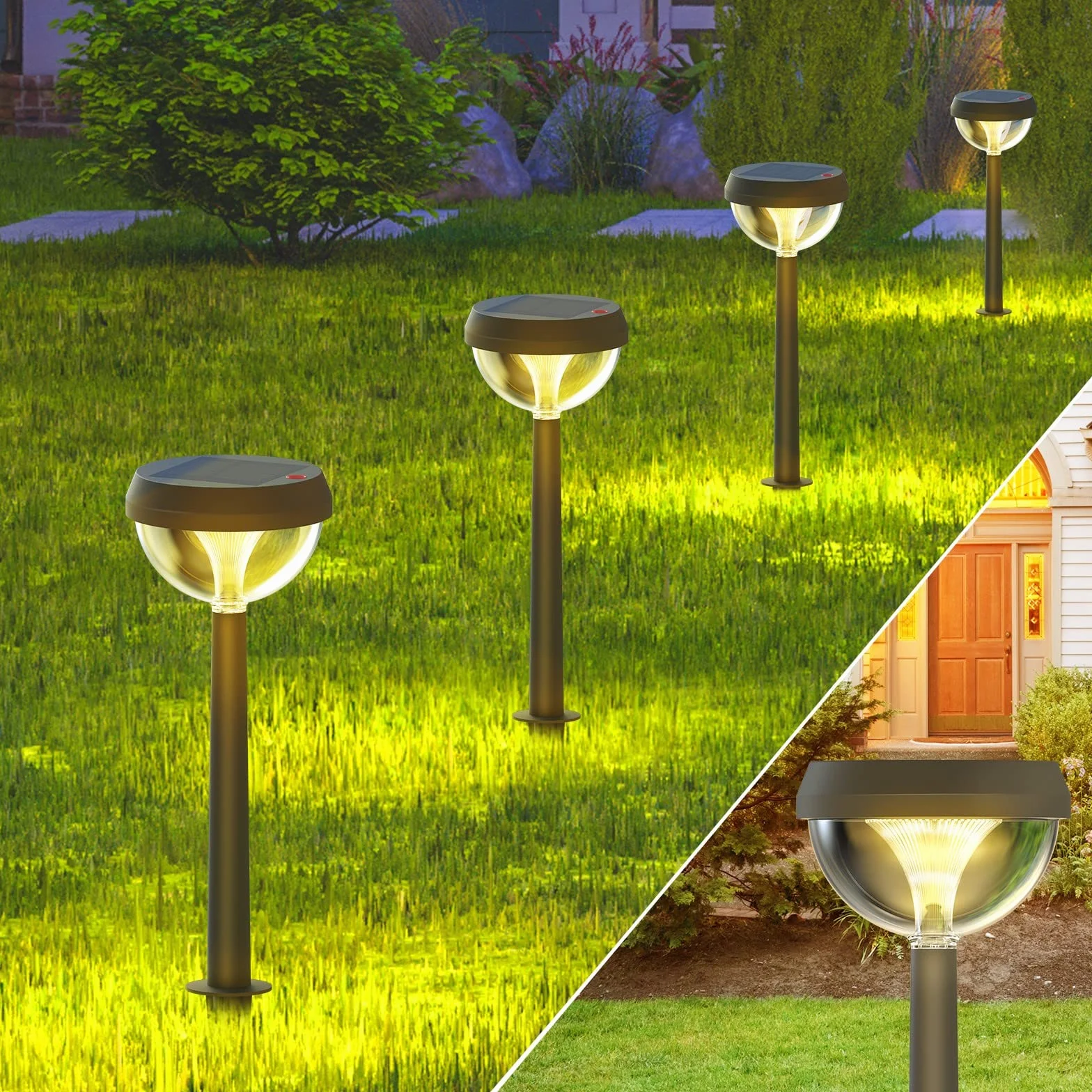 Linkind luci solari esterno, 3 Modalità di Illuminazione, IP54 Impermeabile,lampada da giardino solare da esterno, Bianco Caldo (4 Pezzi)