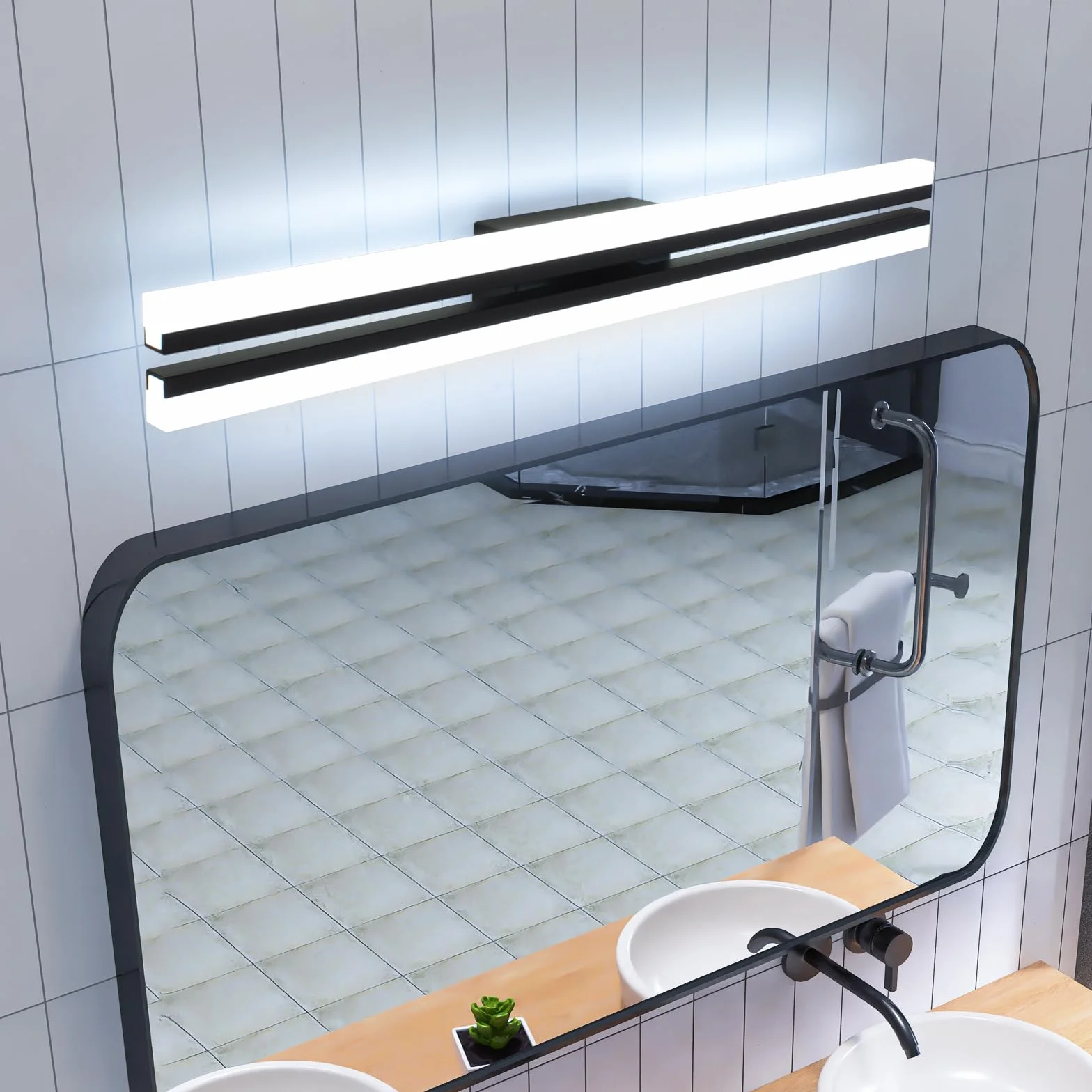 MantoLite Esposizione da Luci per Parete,60CM 24W Super Luminose Applique Luci da Toletta IP44 Lampade da Specchio Faretti da Muro,6000K Applique da Parete Nera LED Interni Illuminazioni