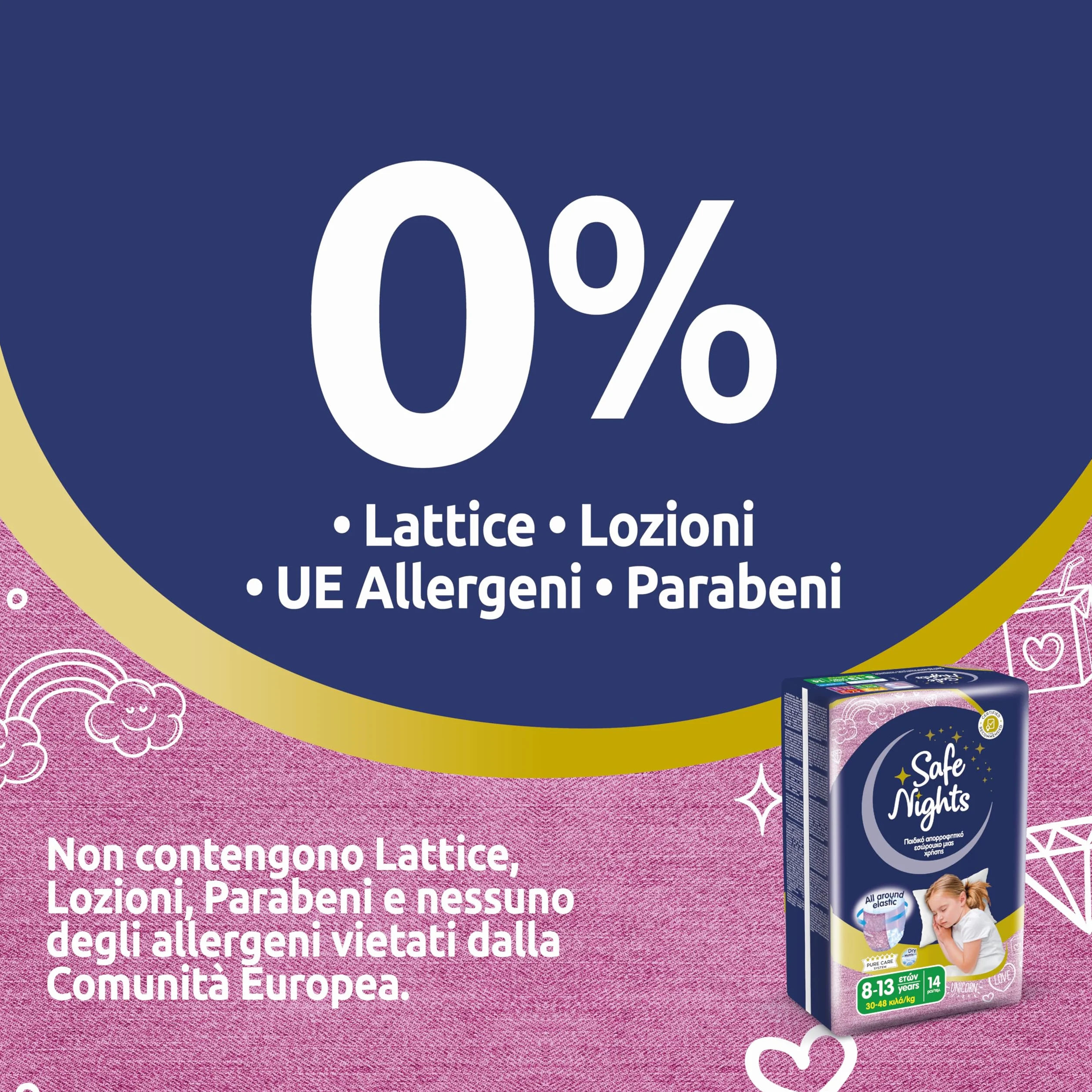Babylino Safe Nights Girl Mutandina Assorbente Notte Bambina 8-13 anni 30-48kg 14 Unità