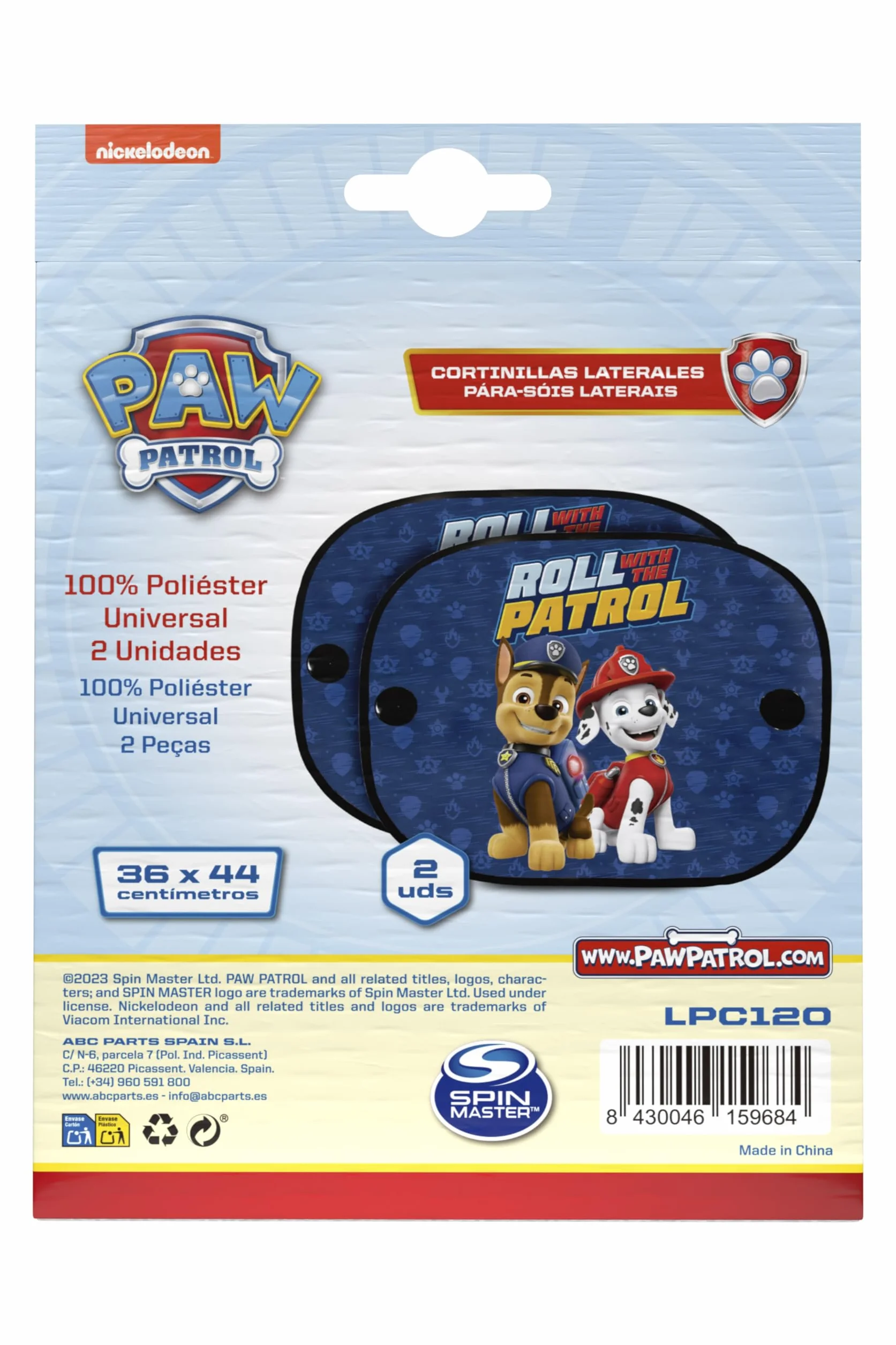 Paw Patrol zasłony boczne mikroperforowane Chase Marshall ochrona przeciwsłoneczna 2 sztuki