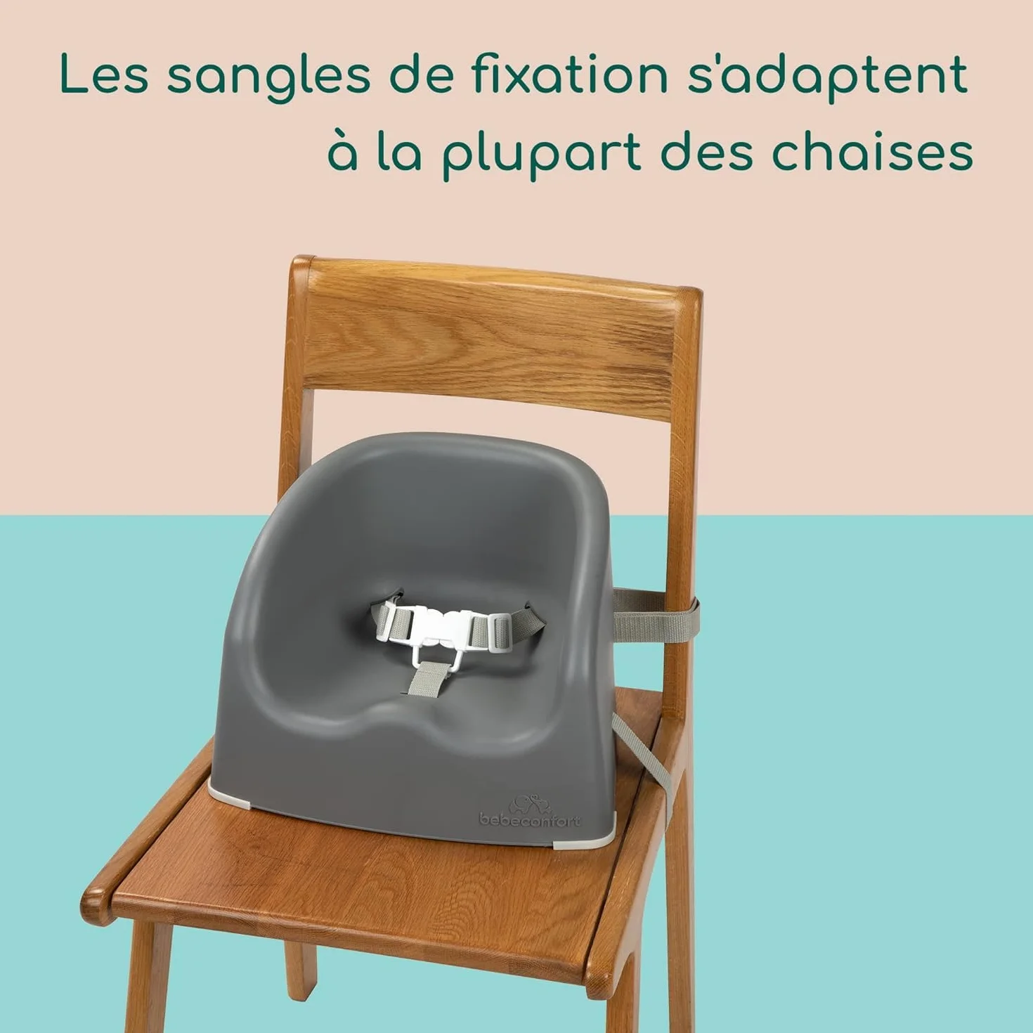 Bebeconfort Essential Booster Alzasedia per Bambini, Rialzo da Tavolo Portatile, Seggiolone Pappa, 6 Mesi-3 Anni, 15 kg, Warm Grey