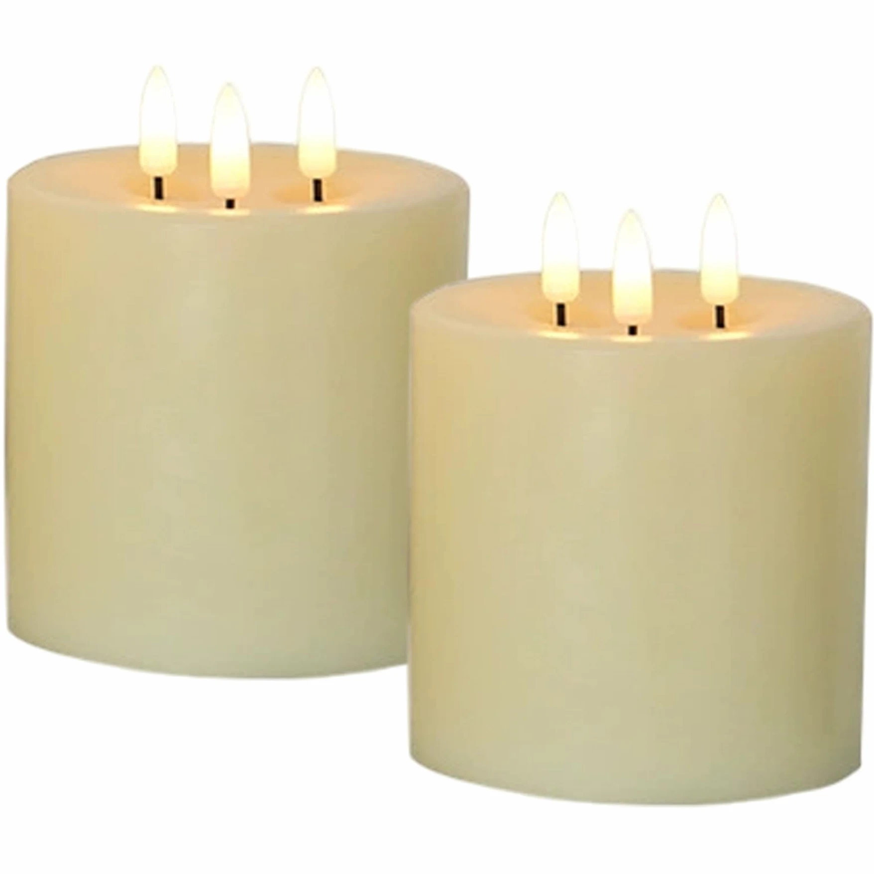 Candele a batteria, 2 candele tremolanti a 3 stoppini, 10 cm/4 pollici | Candele senza fiamma con telecomando e timer per Natale, matrimoni, feste, espositori da tavolo ed eventi festivi.