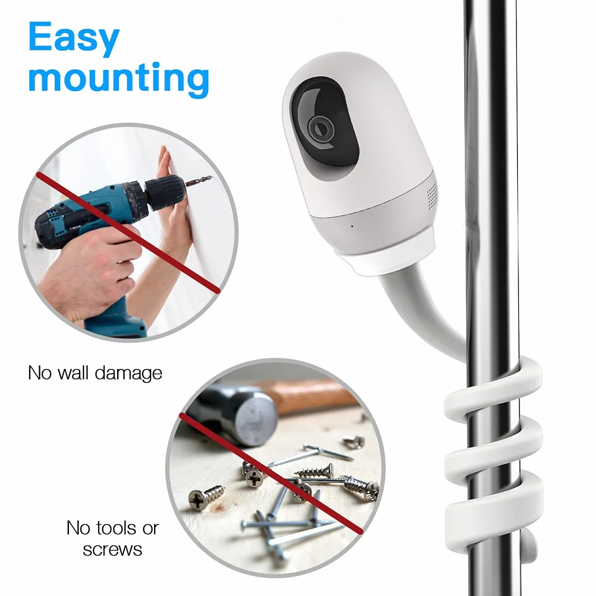 HOLACA Nooi e Supporto flessibile baby monitor fotocamera 2K telecamera sorveglianza interna bianco
