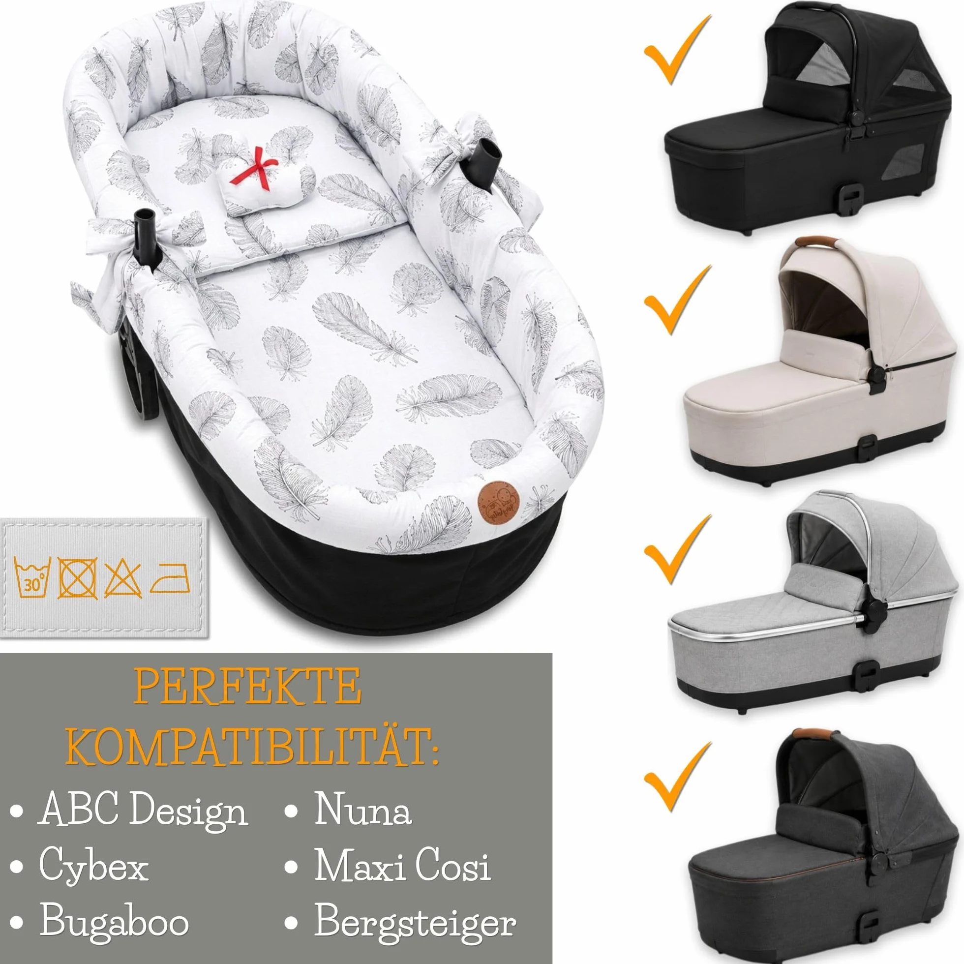 Rivestimento Navicella Universale in Mussola di Cotone Set 3 Pezzi per Passeggino Neonato