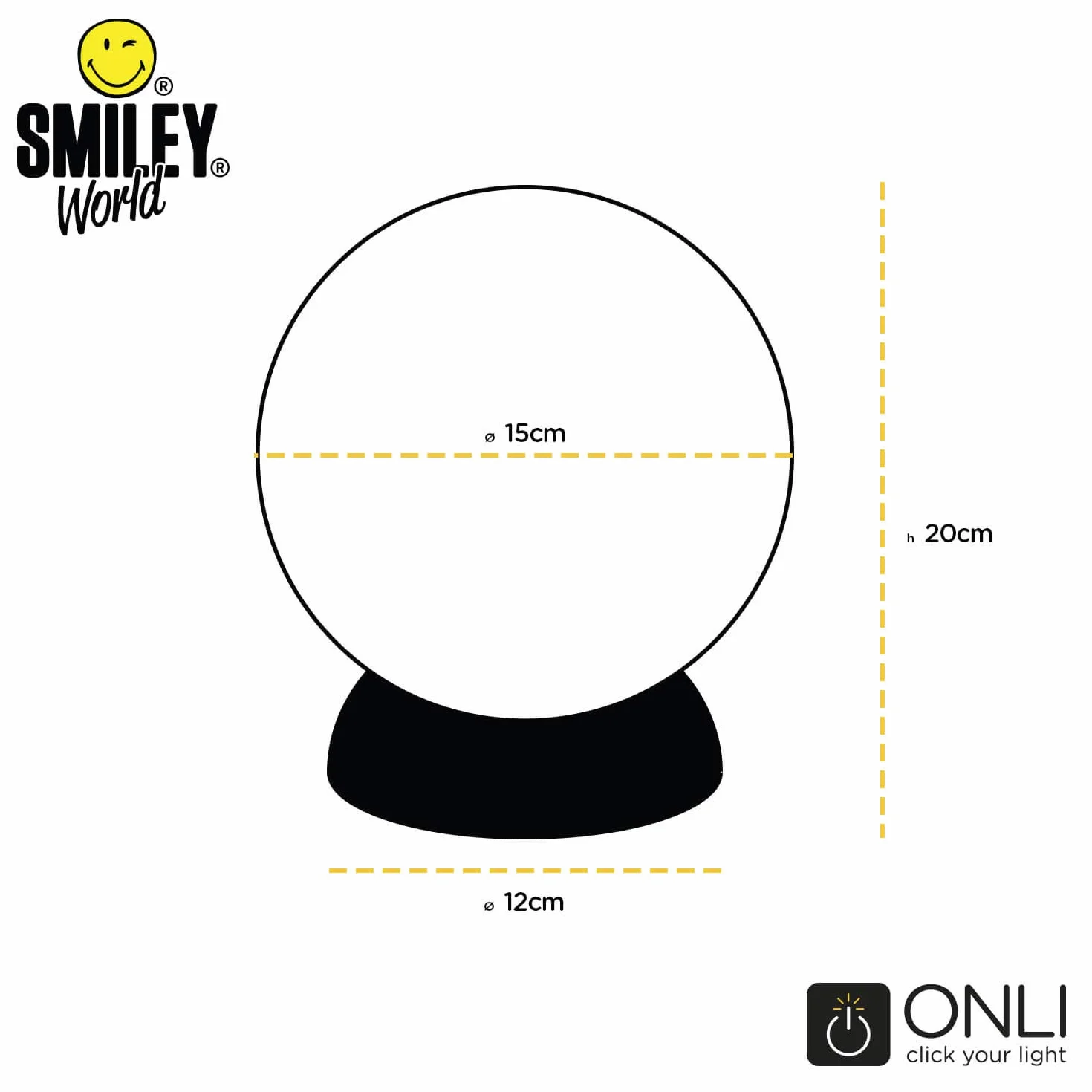 ONLI - Lumetto Smiley World BIRBO giallo con lampadina LED