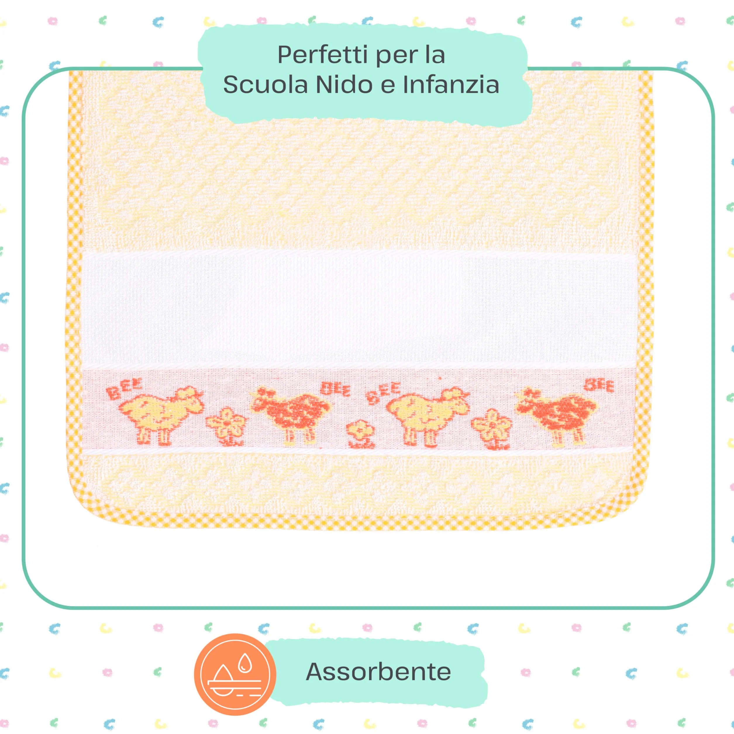 Bavaglini Asilo Elastico Spugna Cotone Tela Aida Ricamare Made in Italy Assorbenti Personalizzabili