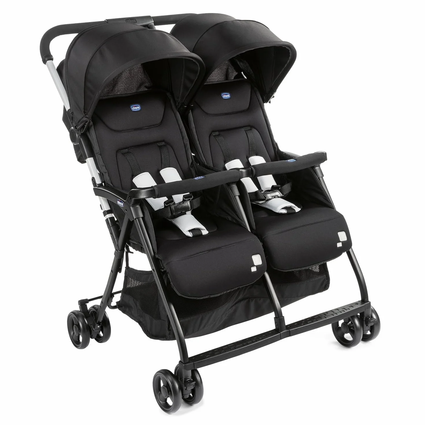 Chicco OHlalà Twin Passeggino Gemellare Doppio Leggero Reclinabile Pieghevole Chiusura Compatta Nero