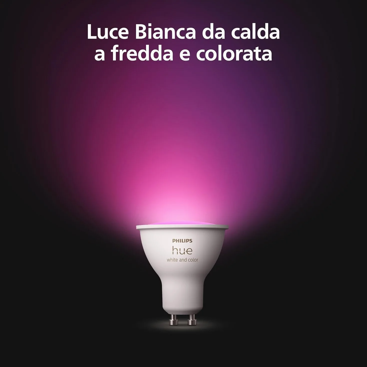 Philips Hue Starter Kit, Con Hub Bridge Pro, 3 lampadine smart GU10 e Smart button, Lampadine intelligenti con luce bianca e colorata, Luci smart compatibili con Alexa, Google Assistant e Apple Home