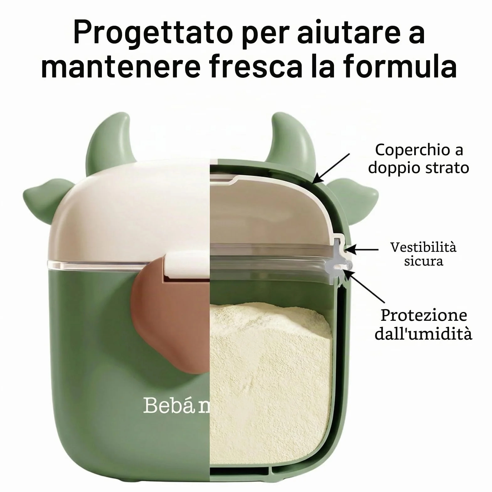 Bebamour Formula Dispenser Latte in Polvere 460 ML Contenitori Snack Portatile New Black