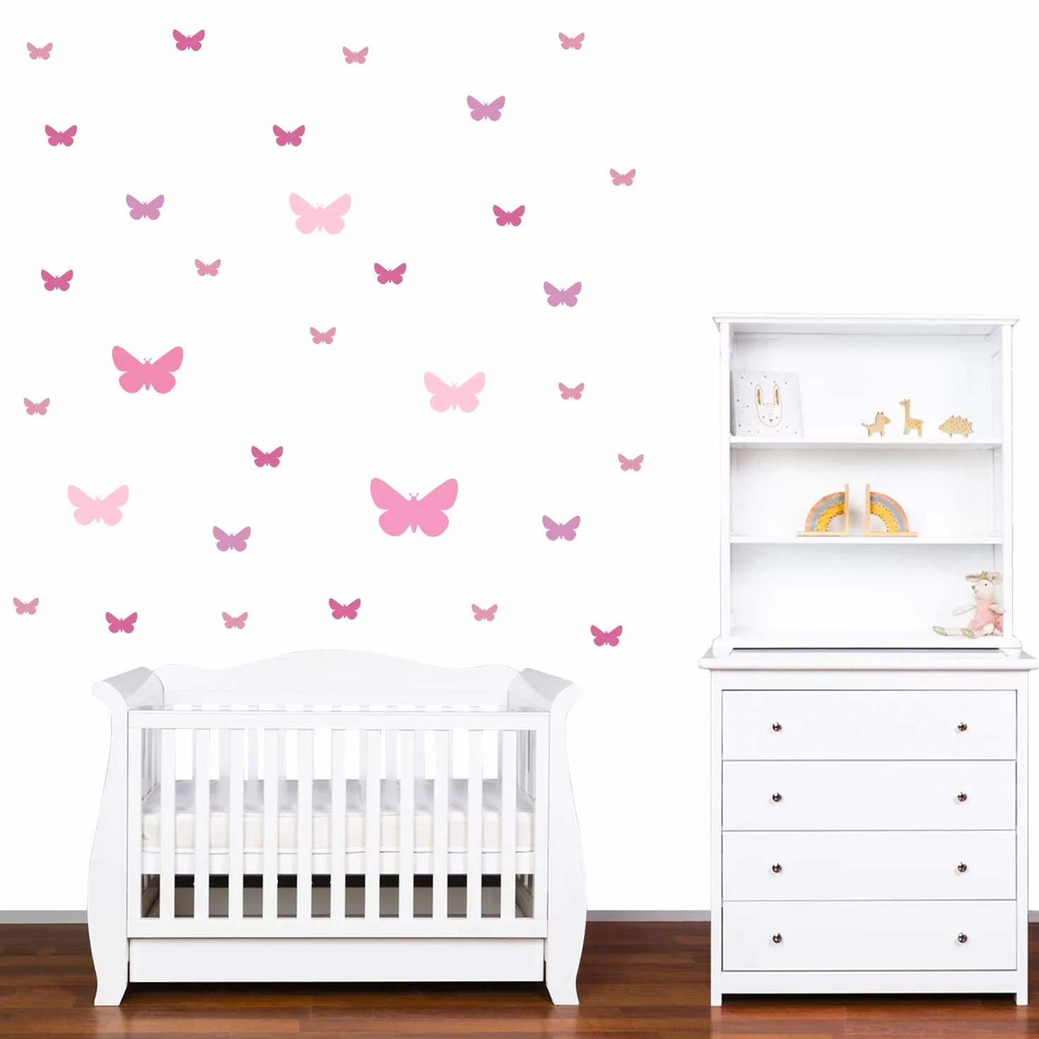 PREMYO Set 32 Adesivi Murali Farfalla - Wall Stickers Muro Cameretta - Decorazione Parete Camera da Letto Rosa