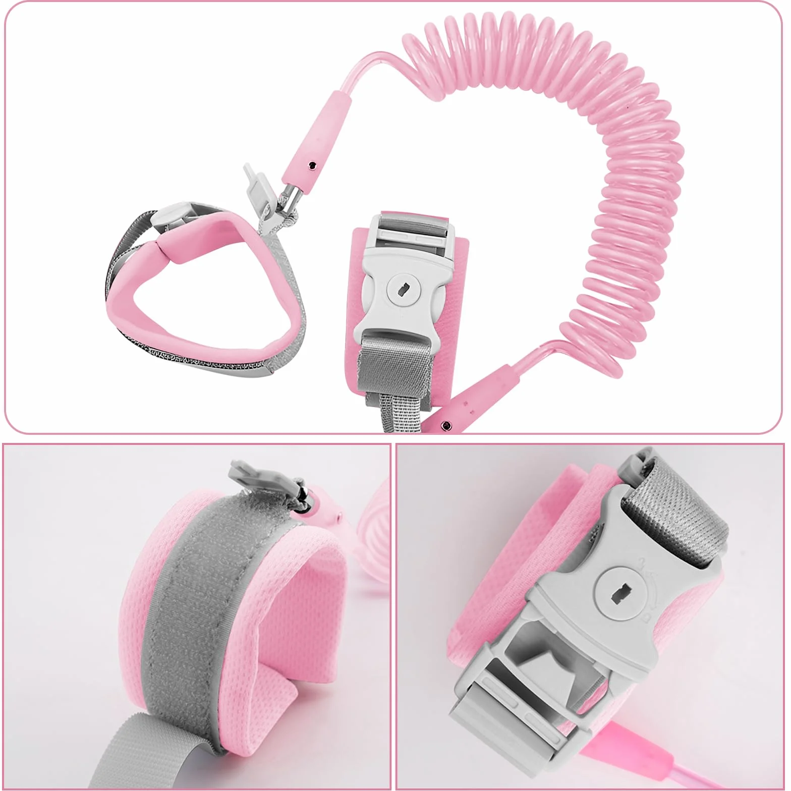 Bambini Guinzaglio Polso di Sicurezza 2.5M Anti Perso Cintura Rosa