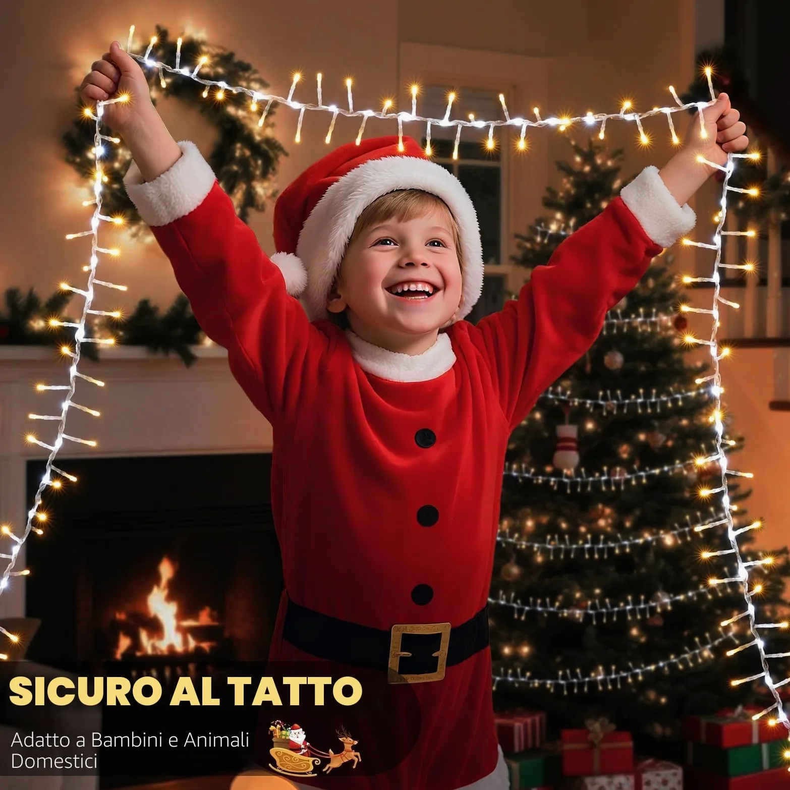 Globalink Luci Albero Natale 500LEDs, Catena Luminosa 10M Esterno IP44 Impermeabile,9 Modalità Dinamici,Funzione Memoria, Calda Decorazione Natalizia per Casa Interno Giardino-Bianco caldo