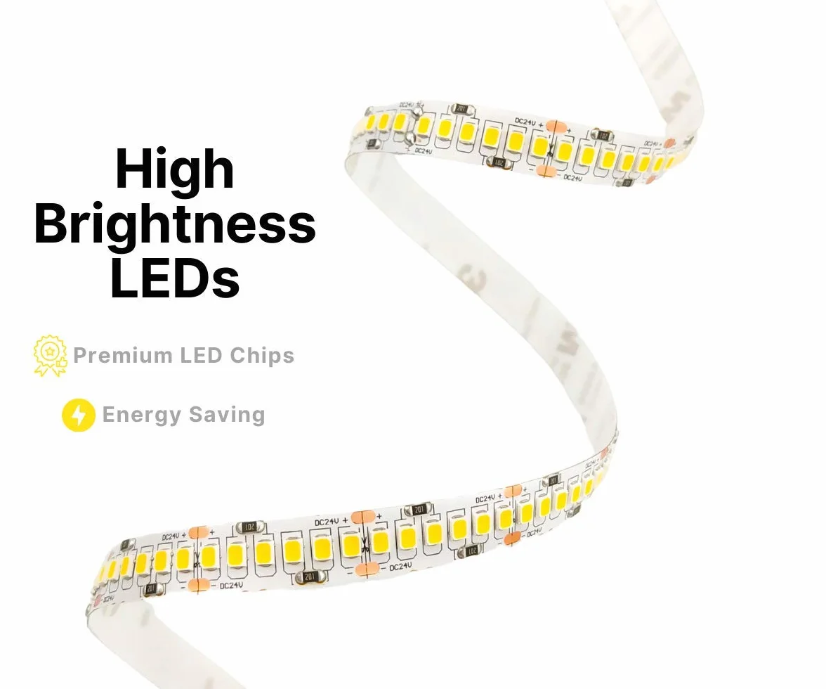 NUOVA GERMANY - PRO Strip LED Alta Luminosita 5M, Striscia Nastro 120W,24V 24W/M 2569Lm/m Flessibile Tagliabile 240Led/m SMD 2835, Luce Naturale 4000K