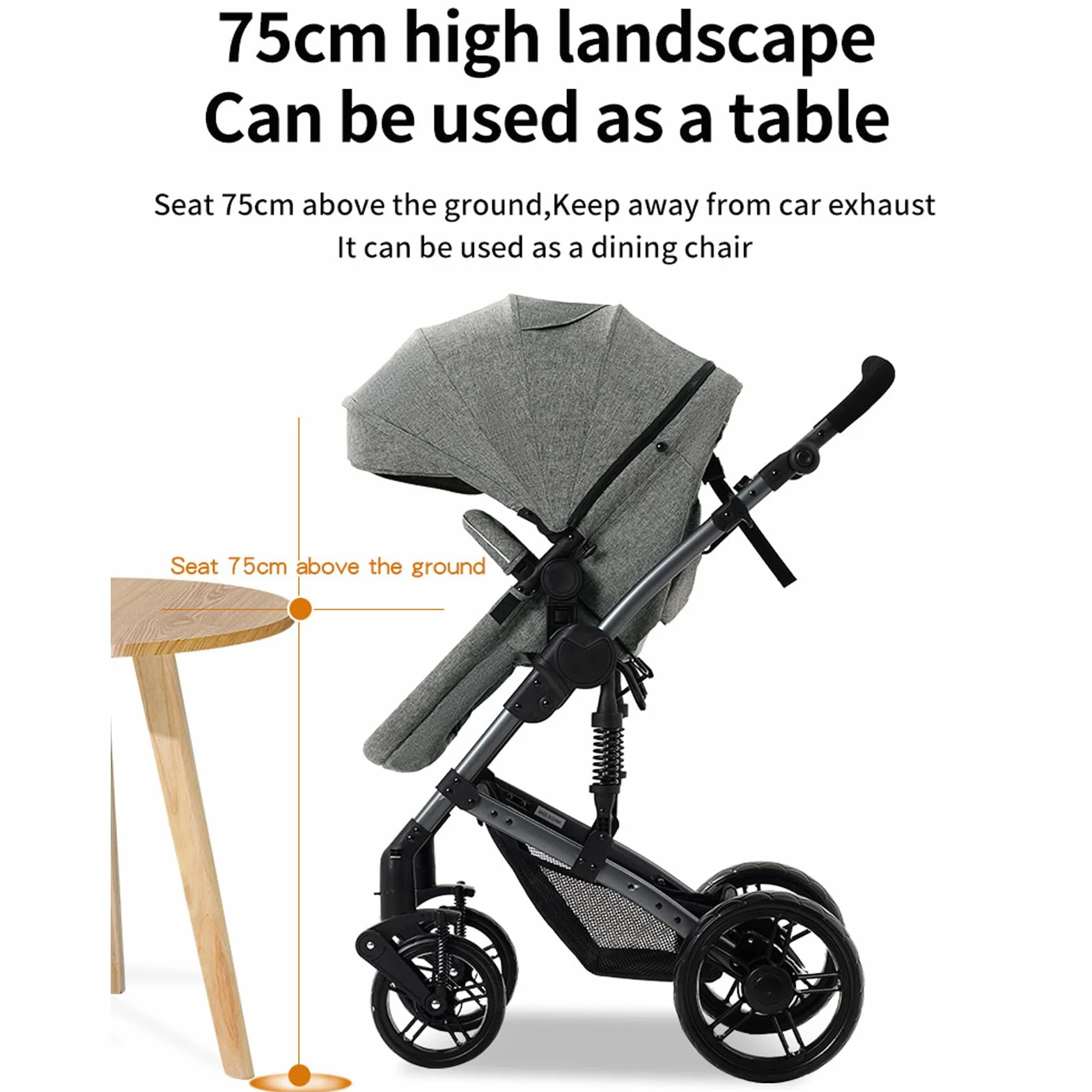 Passeggino 3 in 1 Trio Navicella Neonato Sistema Viaggio Seggiolino Auto 0-36 Mesi Nero