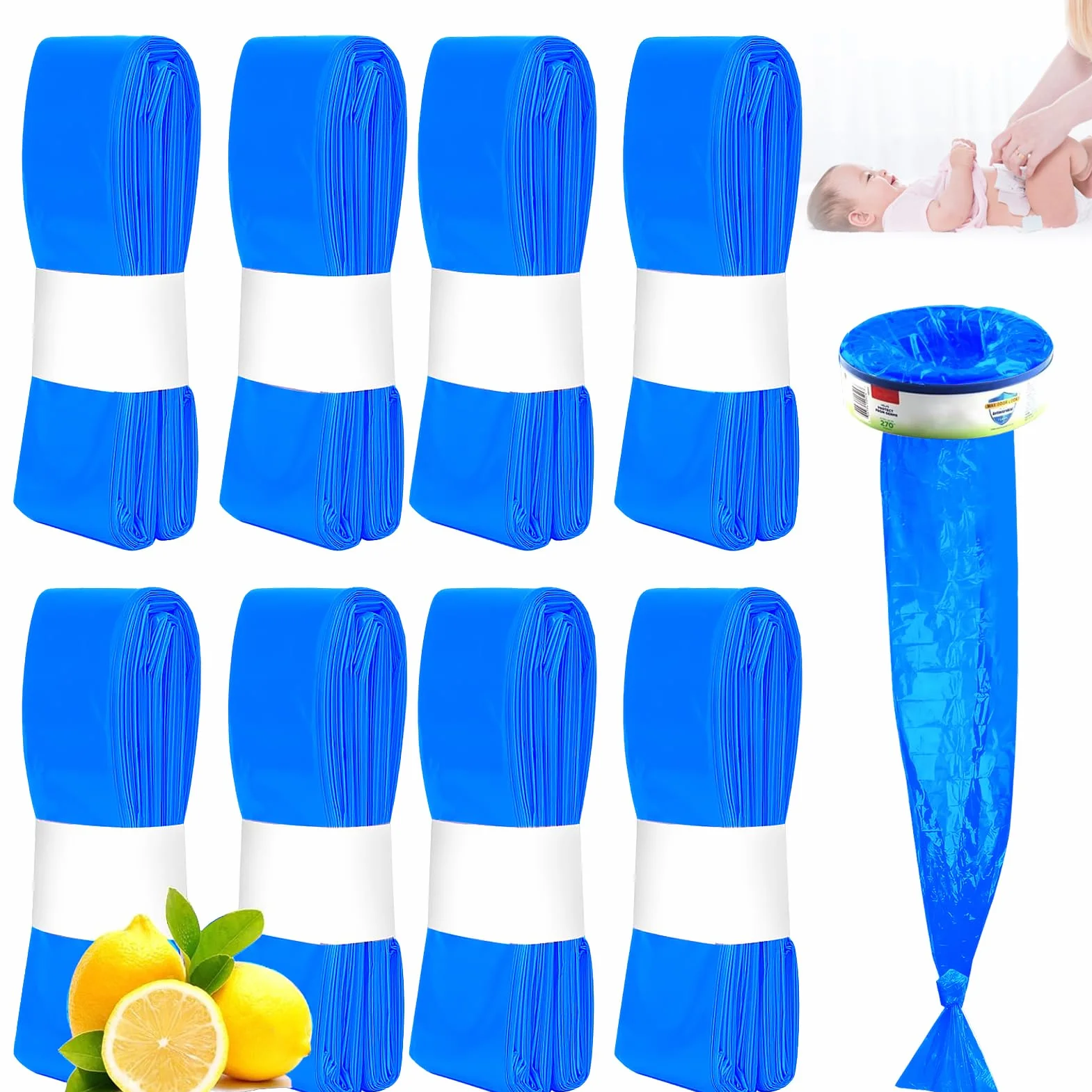 Ricarica Mangiapannolini 10 Pezzi Sacchetti 7 Strati Protettivi Compatibili Tommee Tippee Twist & Click Litter Locker II Blu