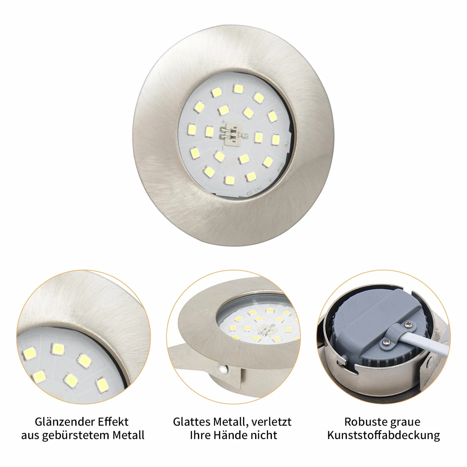 Faretti LED da Incasso per Cartongesso 5W,IP44 Luce Fredda 500LM,Foro 60-68mm per Bagno Cucina,Esterno Ultra Slim 30mm,Faretti Led Soffitto Inox 220V Set di 6