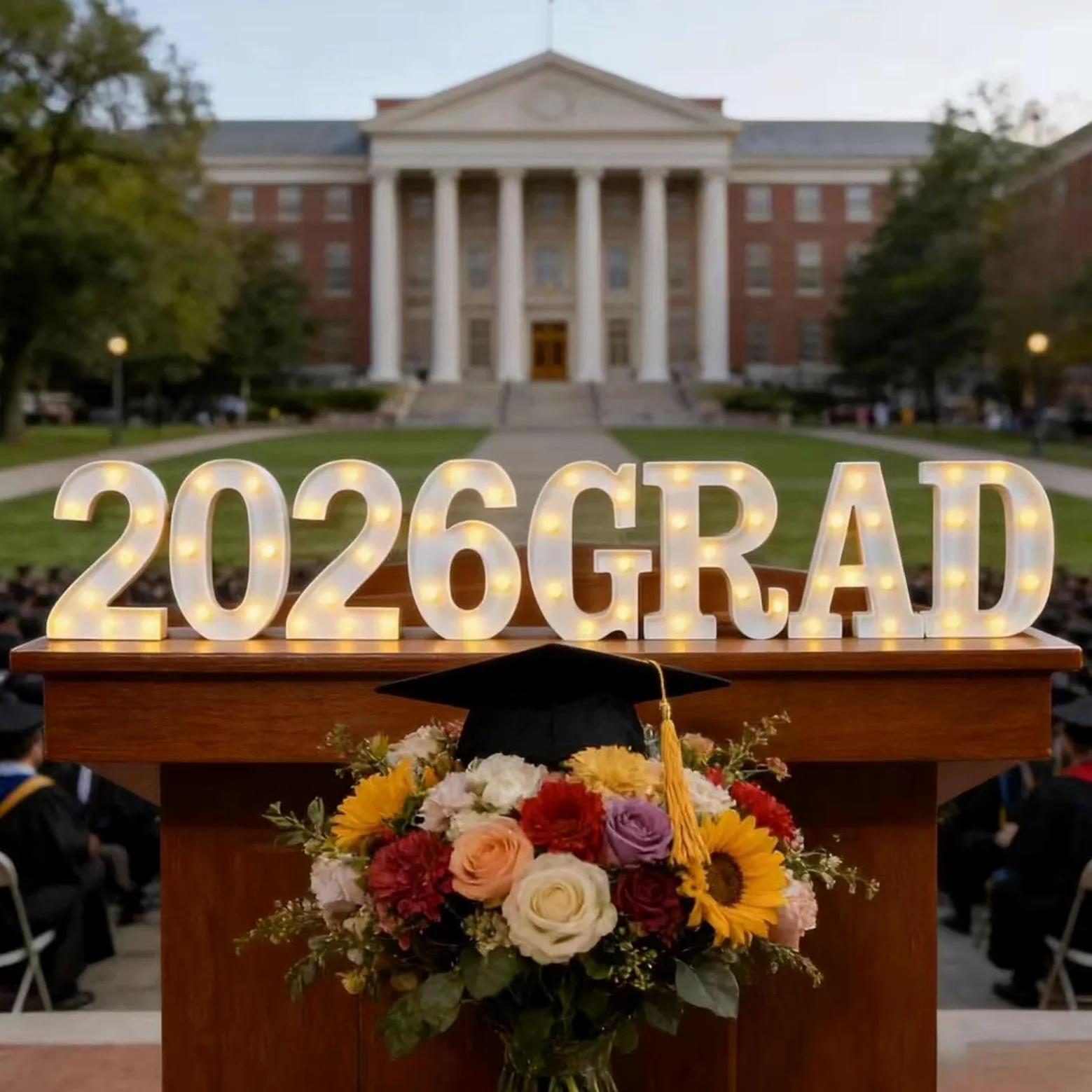Decorazioni per Laurea 2026 Insegna luminosa a batteria | fotografici LED per festa di laurea per asilo, università, interni, esterni, cortile, giardino, camera da , stanza, tavolo