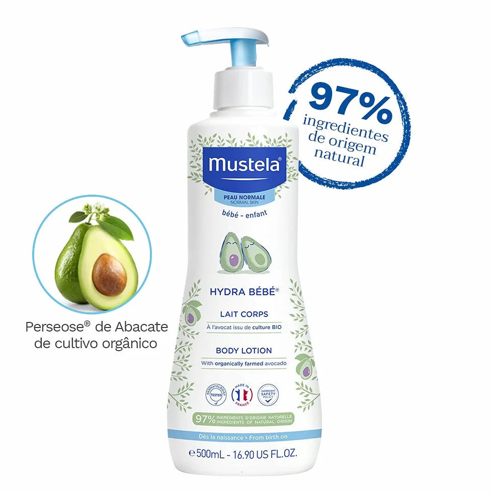 Mustela Hydra Bébé Latte corpo idratante al perseose d'avocado e vitamina E 500ml - 97% ingredienti origine naturale