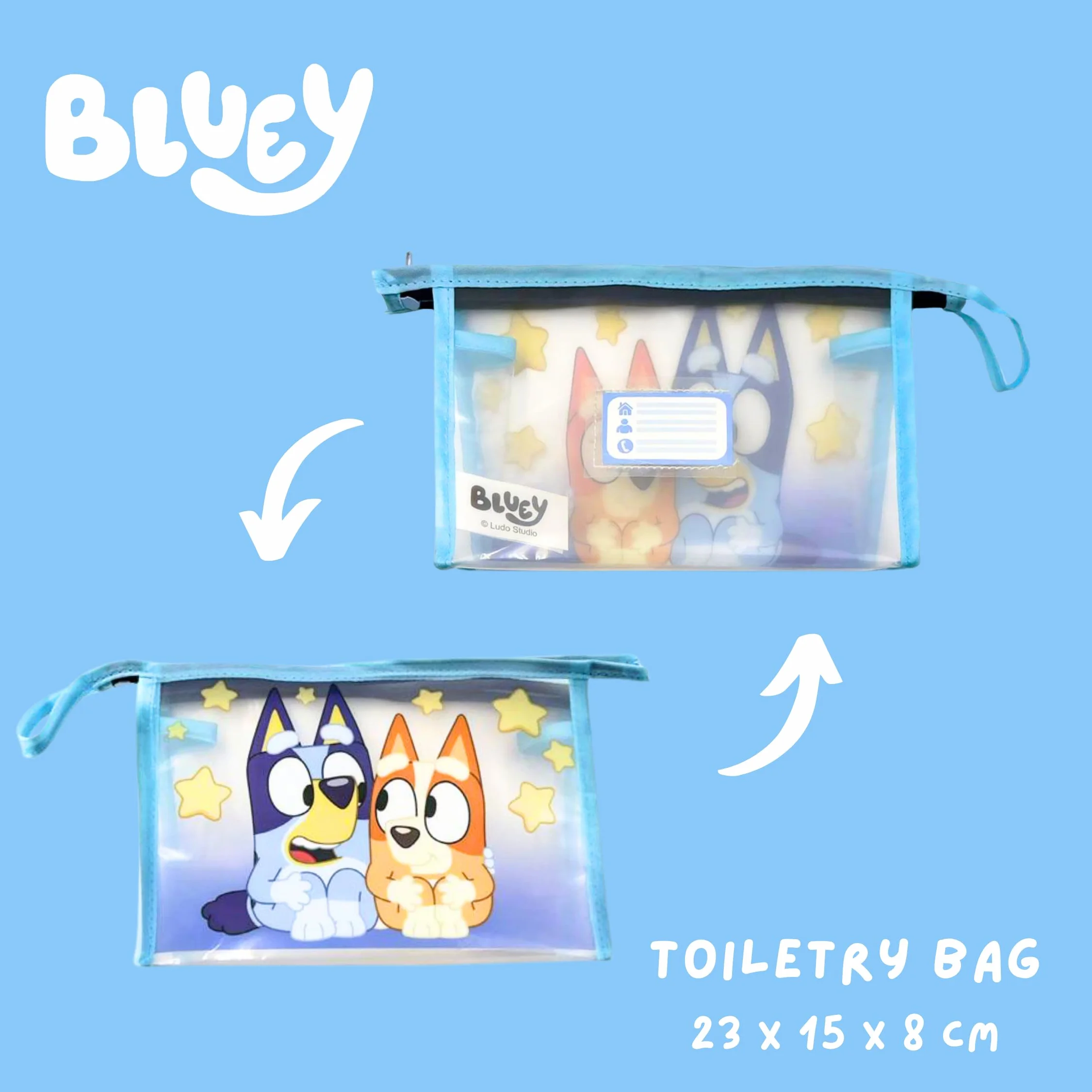 Bluey Borsa da Toilette per Bambini con Spazzola e Asciugamano