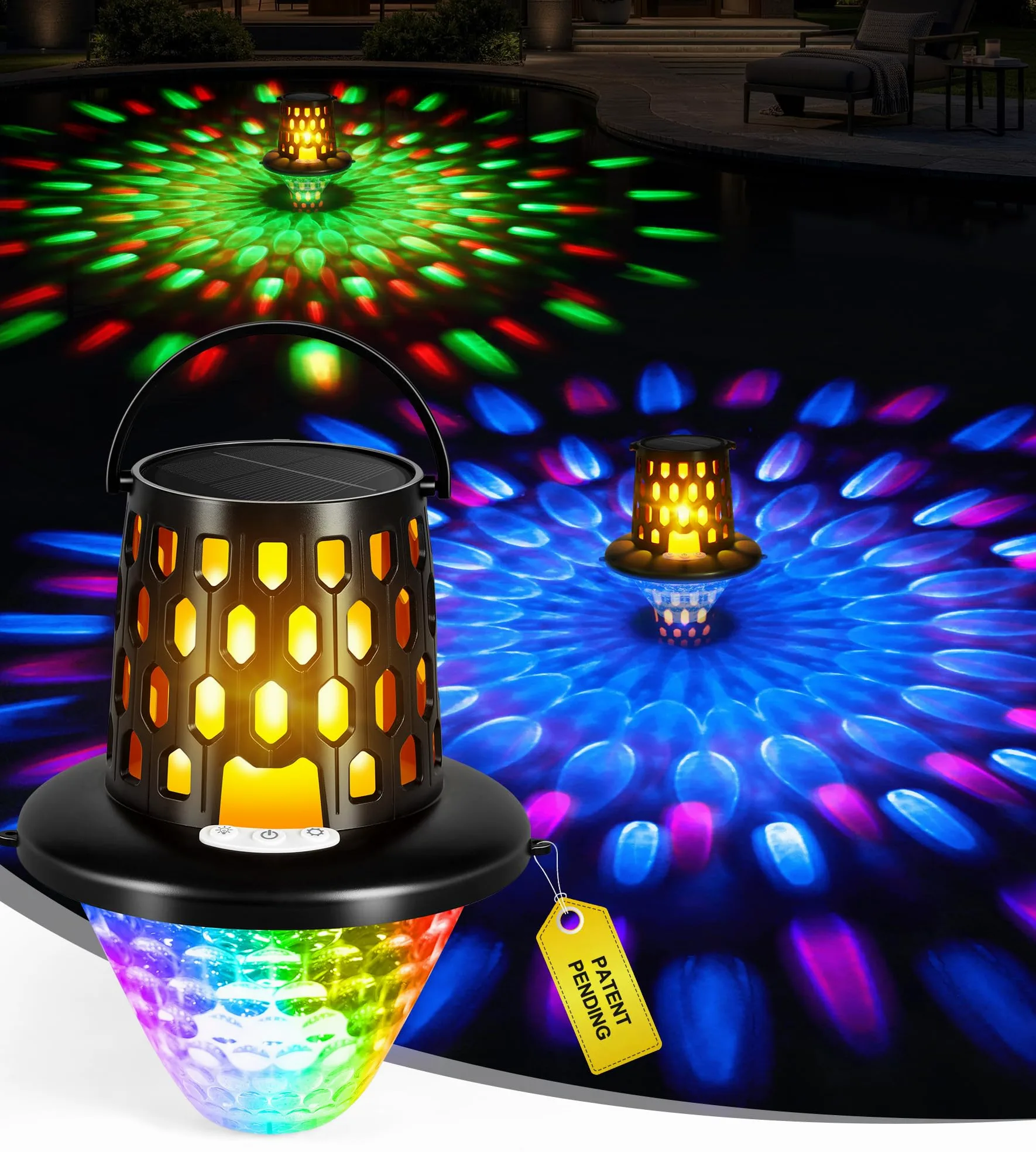 LuxBlue Luci Piscina Galleggianti, Luce per Piscina Fuori Terra con Spettacolo di Luce Subacquee, Luci Solari per Piscinas IP68 Impermeabile, Lampade Piscinas con Luces Fiamma per Spa, Vasca Bagno