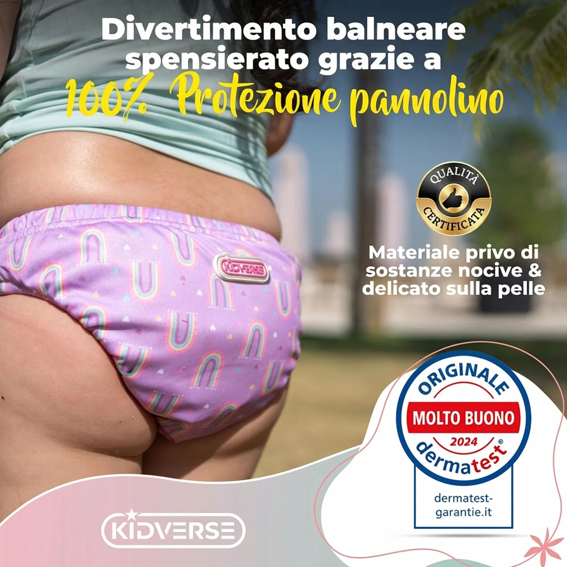KIDVERSE Pannolini da nuoto riutilizzabili per neonati fino a 6 mesi con borsa per il trasporto