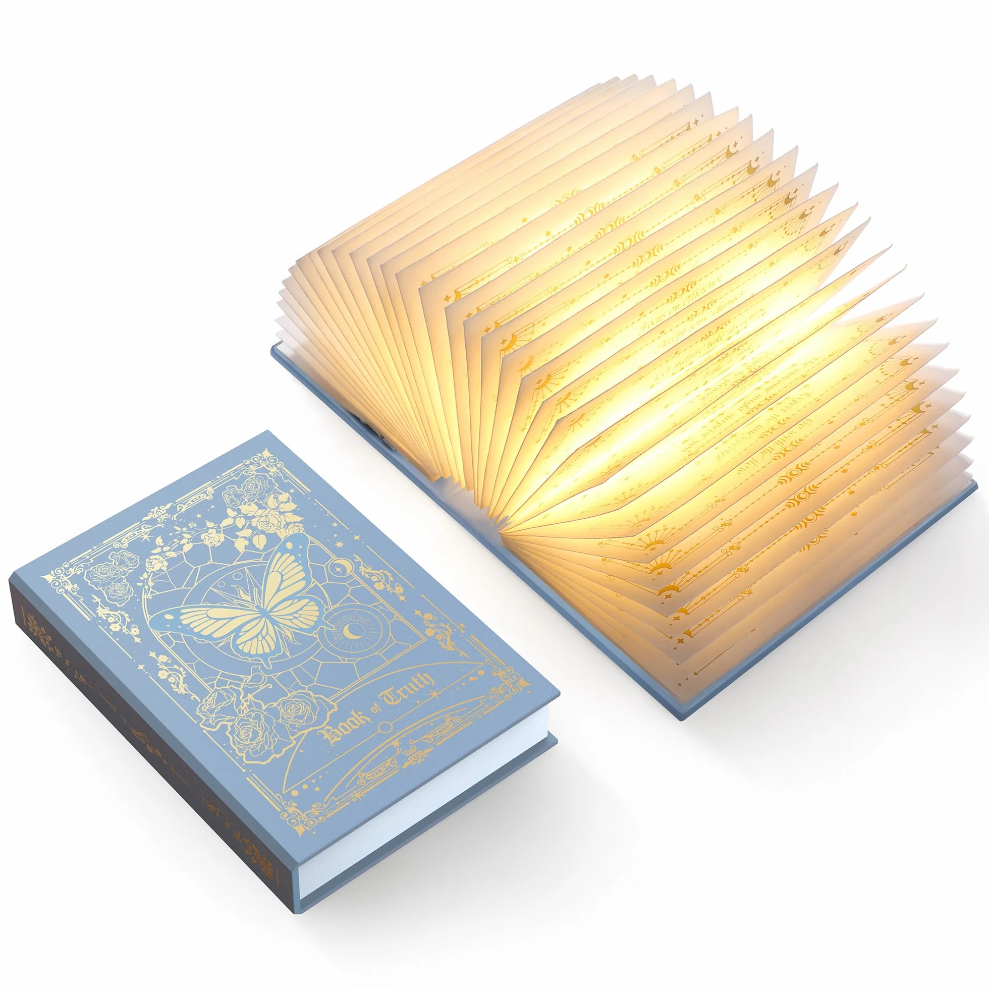 Lampada-libro pieghevole Regalo per amanti dei libri, lampada di carta pieghevole, luce da libro portatile per arredamento domestico, regalo per donne & Natale & topi di biblioteca (Blu)