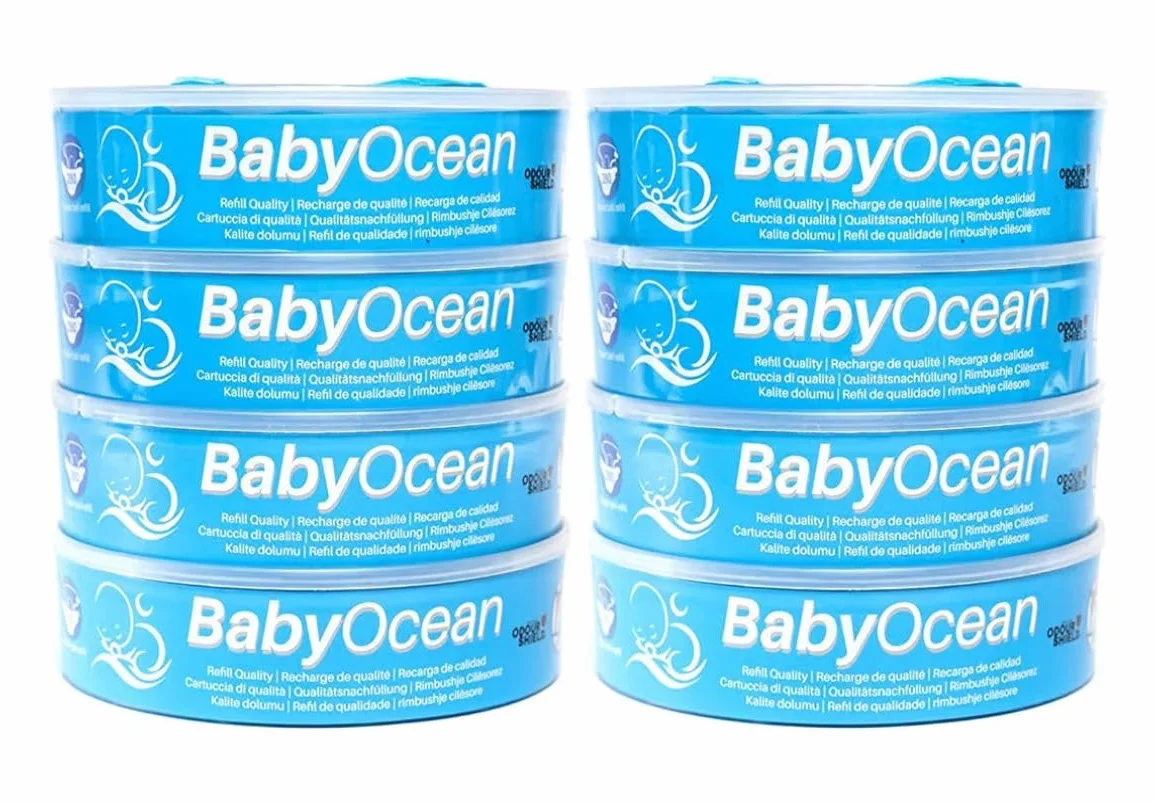 Sacchetti Profumati BabyOcean Ricarica Compatibile Angelcare Foppapedretti Litter Locker II, Multi-strato Anti Odore, 8 Pezzi