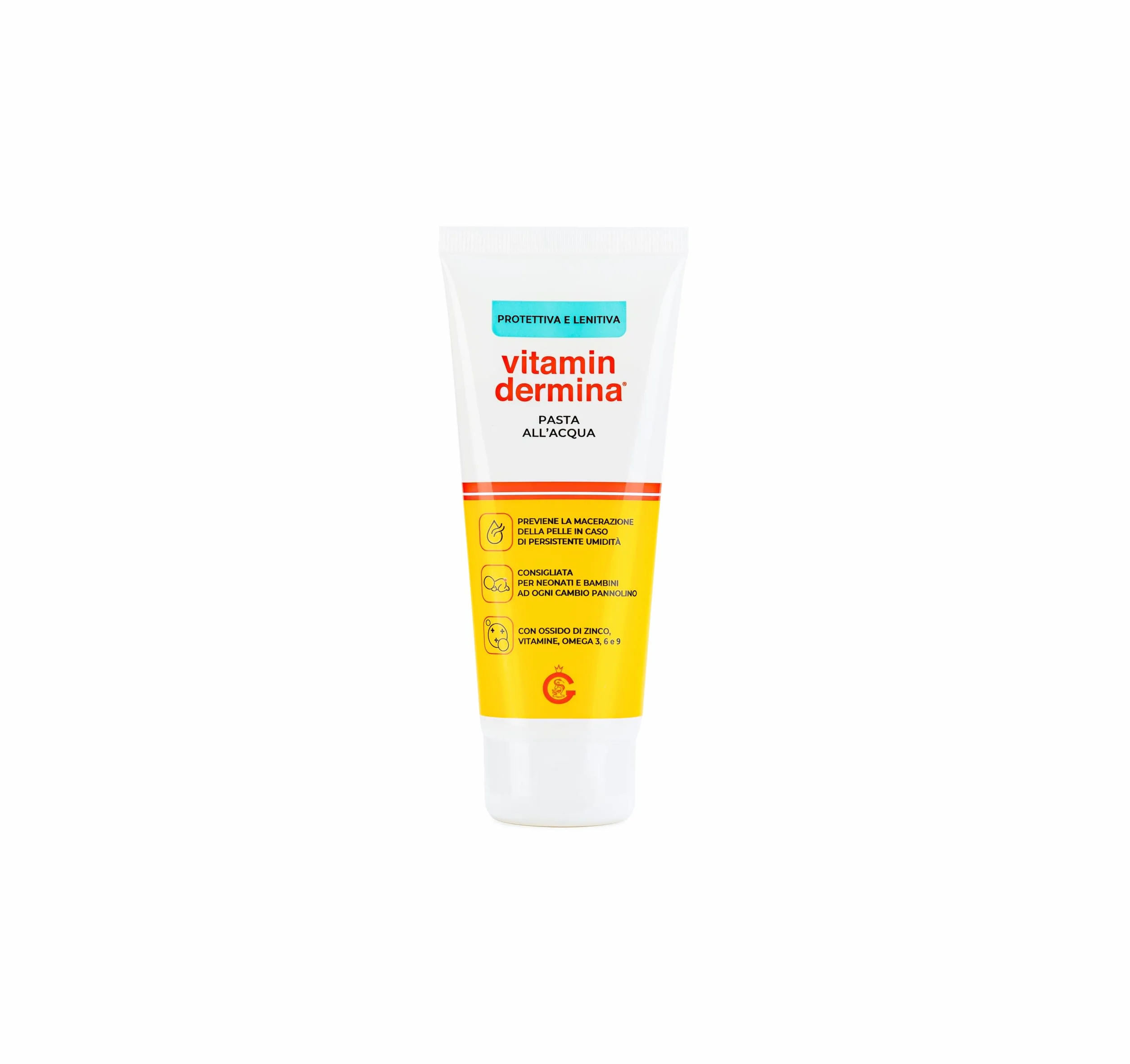 VITAMINDERMINA Pasta all'Acqua Protettiva e Lenitiva 100 ml – Con Ossido di Zinco, Vitamine e Omega 3, 6, 9