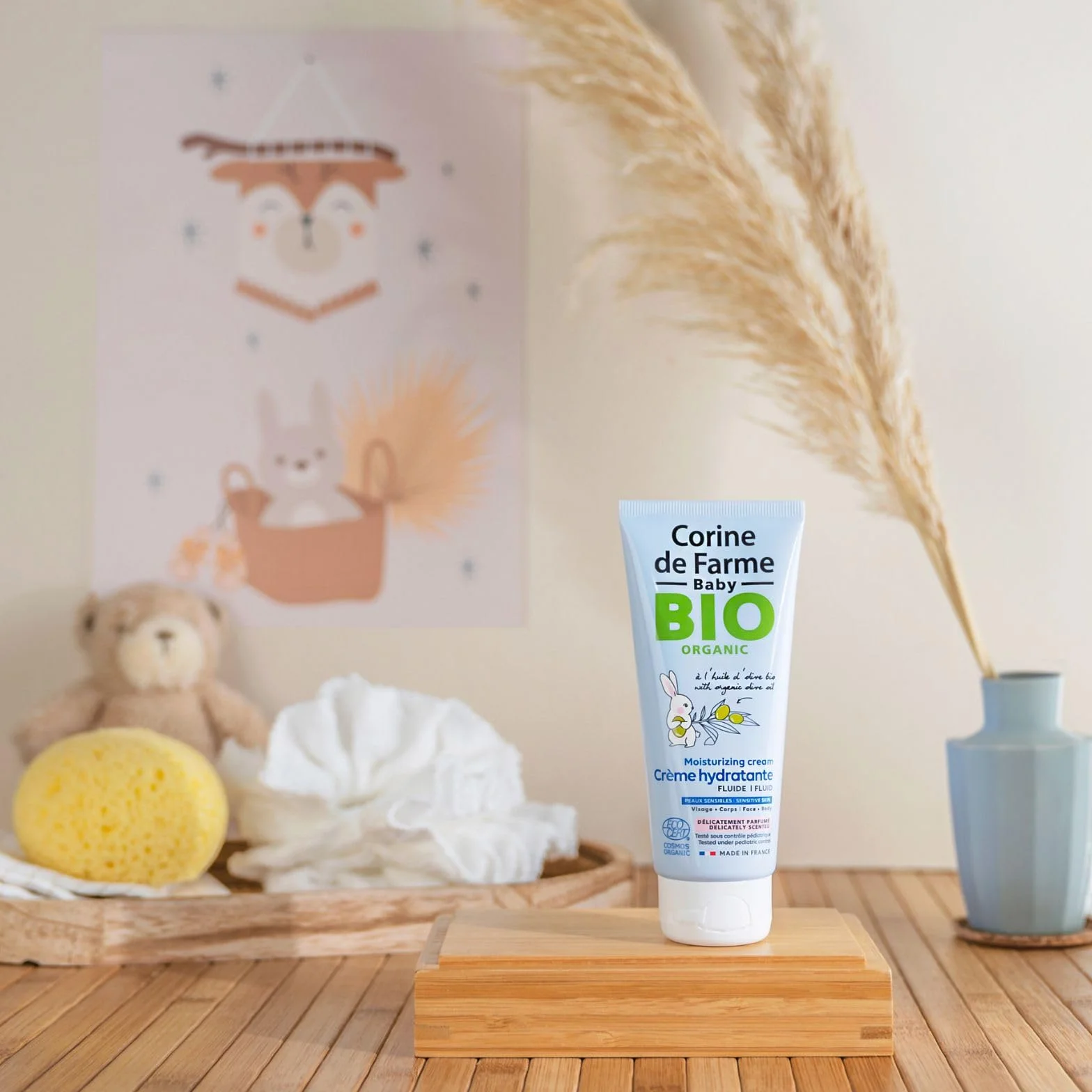 Corine de Farme Crema idratante biologica per neonati con olio di oliva e burro di karité, pelli sensibili, Made in France