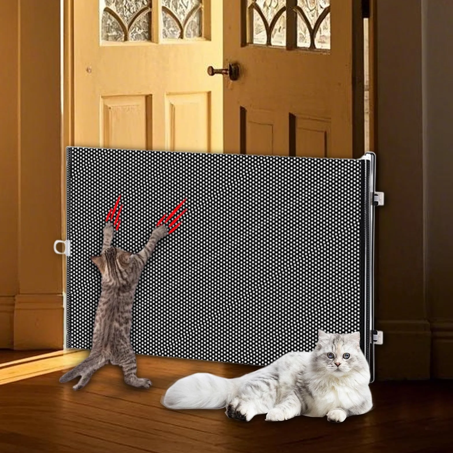 Cancello per cani retrattili Gatti di gatto per porte, recinzione animale multifunzionale barriere portatili