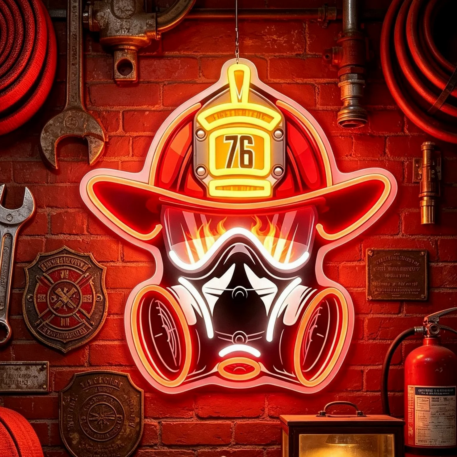 Insegna Neon Luminosa Decorazione Da Parete LED Rossa Brillante Regolabile | Luce LED Neon Stazione Vigili Del Fuoco Per Garage, Bar, Ufficio, Negozio, Camera Da , Salotto, Ristorante