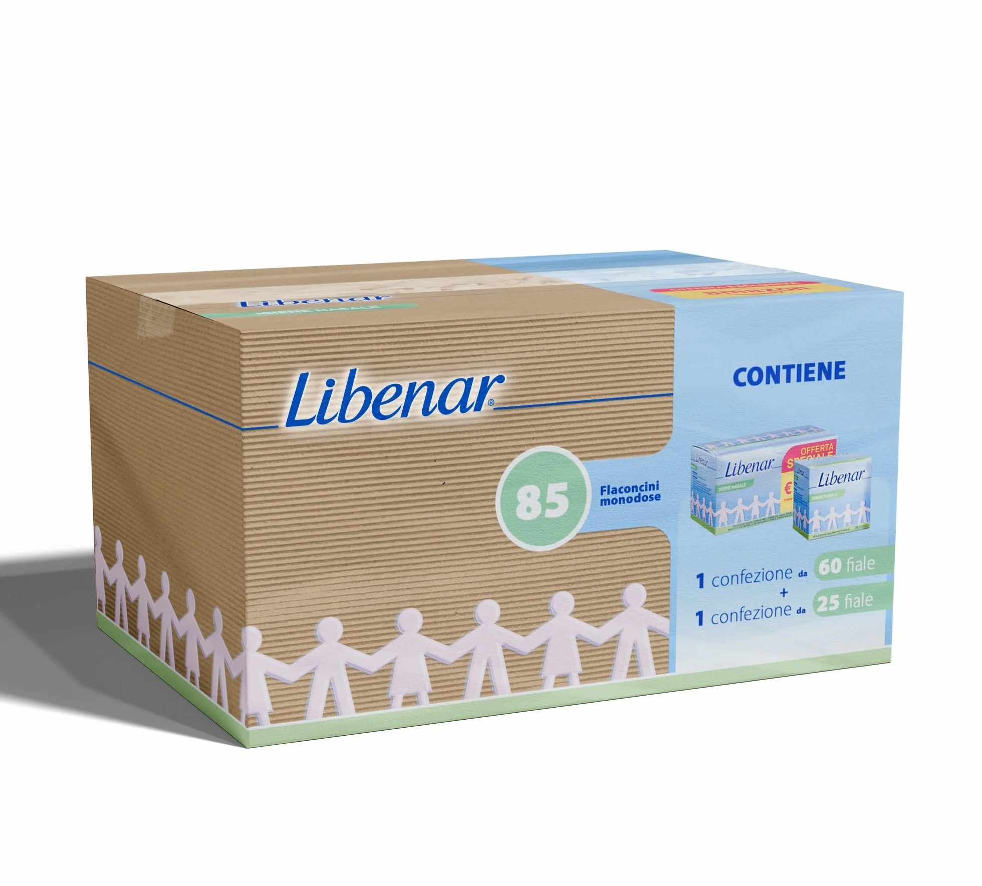 Libenar Soluzione Isotonica Fisiologica Salina 5 ml 85 Flaconcini per Detersione Naso Occhi Orecchie Inalazione Aerosol Neonati Bambini