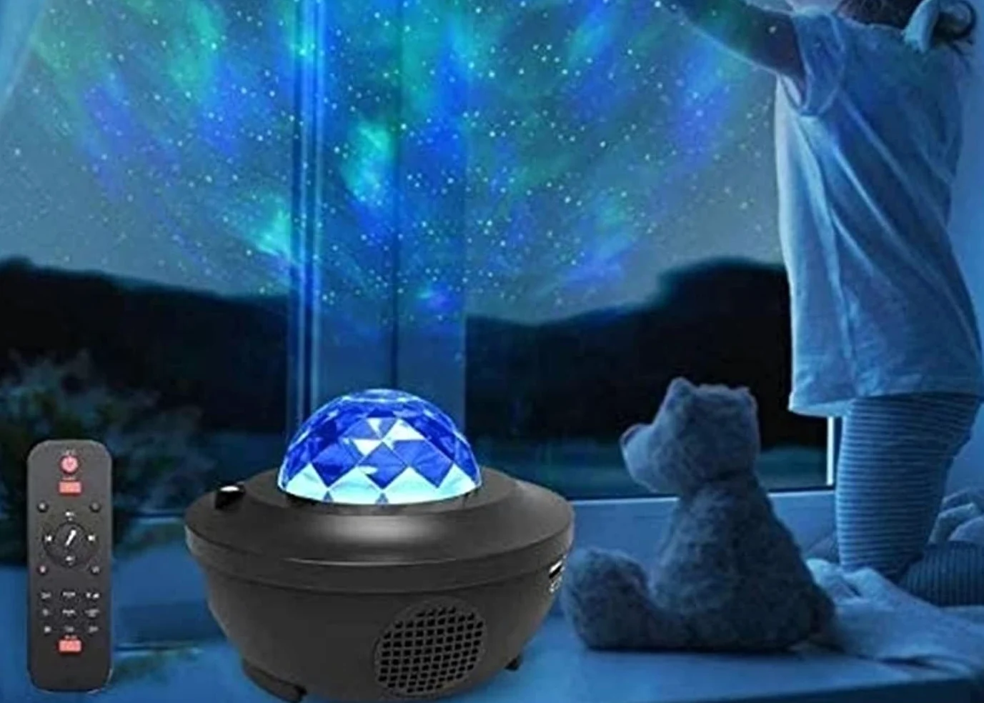 GeRRiT Proiettore di luce notturna con luminosità regolabile Telecomando Timer Altoparlante musicale Spettacolo di luci Lampada for proiettore di luci a LED for soggiorno camera da letto for adulti