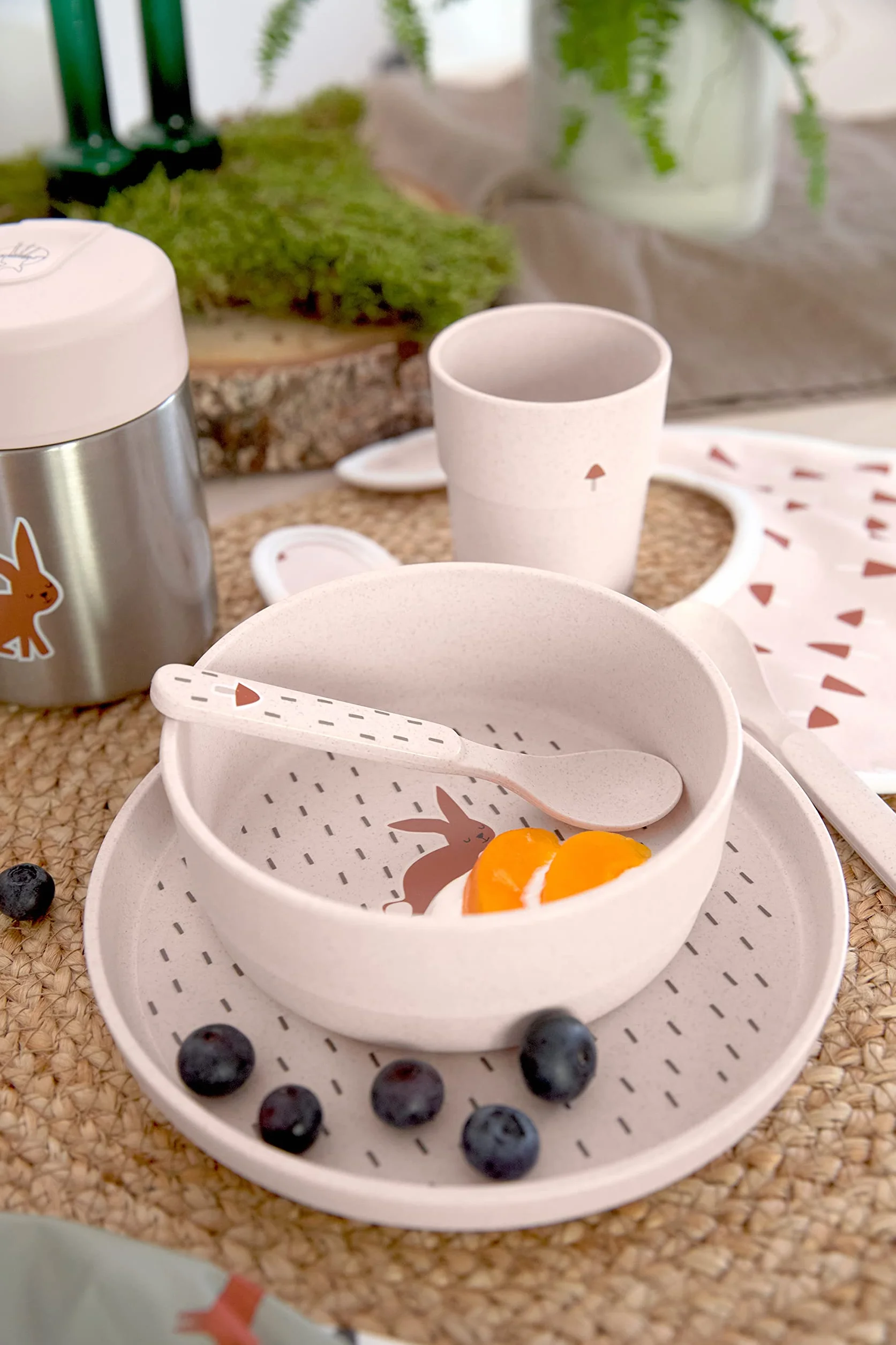 LÄSSIG Set bavaglini bambini 5 pezzi cotone impermeabile chiusura strappo Little Forest Rabbit
